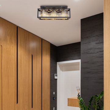 Globo Deckenleuchte Deckenleuchte Deckenlampe Wohnzimmer Metall schwarz Kristalle 15697-3D, 3 flammig, ohne Leuchtmittel, Lichtfarbe ist abhängig vom Leuchtmittel, Schlafzimmer, Esszimmer, Küche, Flur