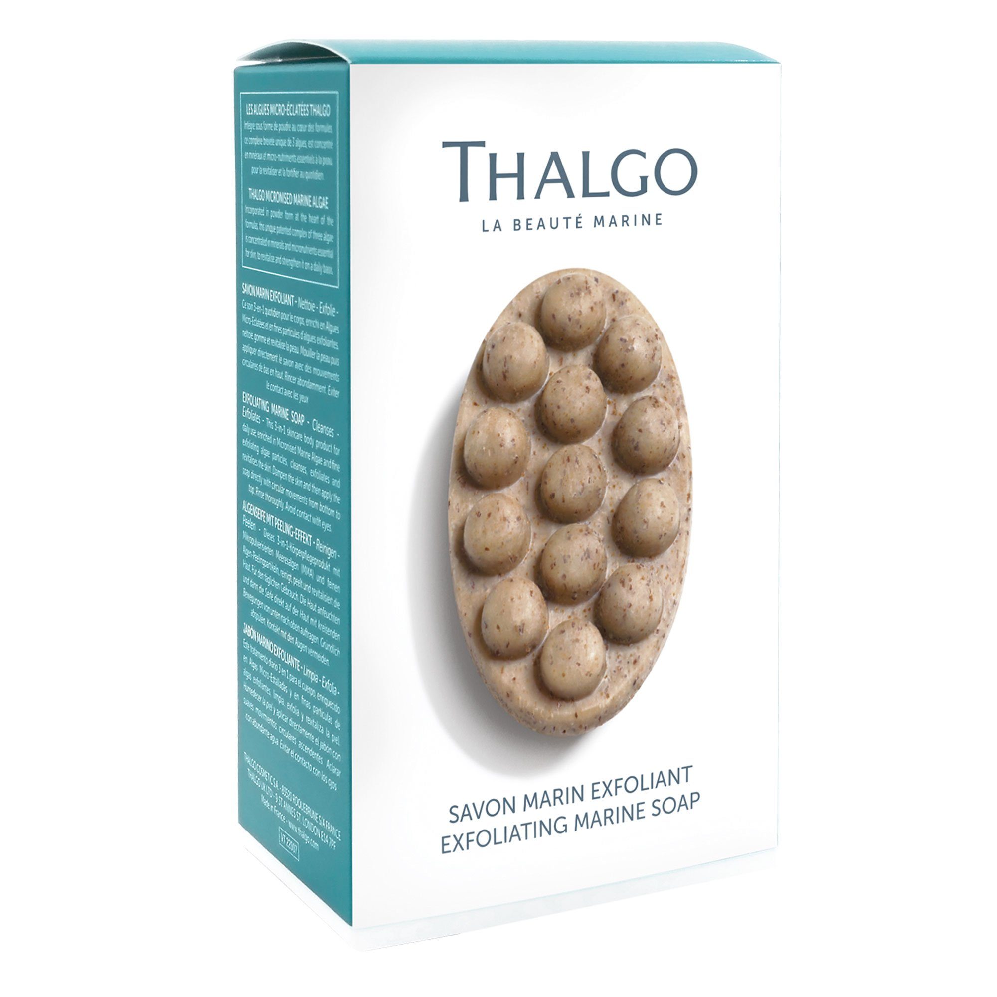THALGO Feste Duschseife Marine Essentials 3-IN-1 Algen-Seife mit Peeling-Effekt, 150g
