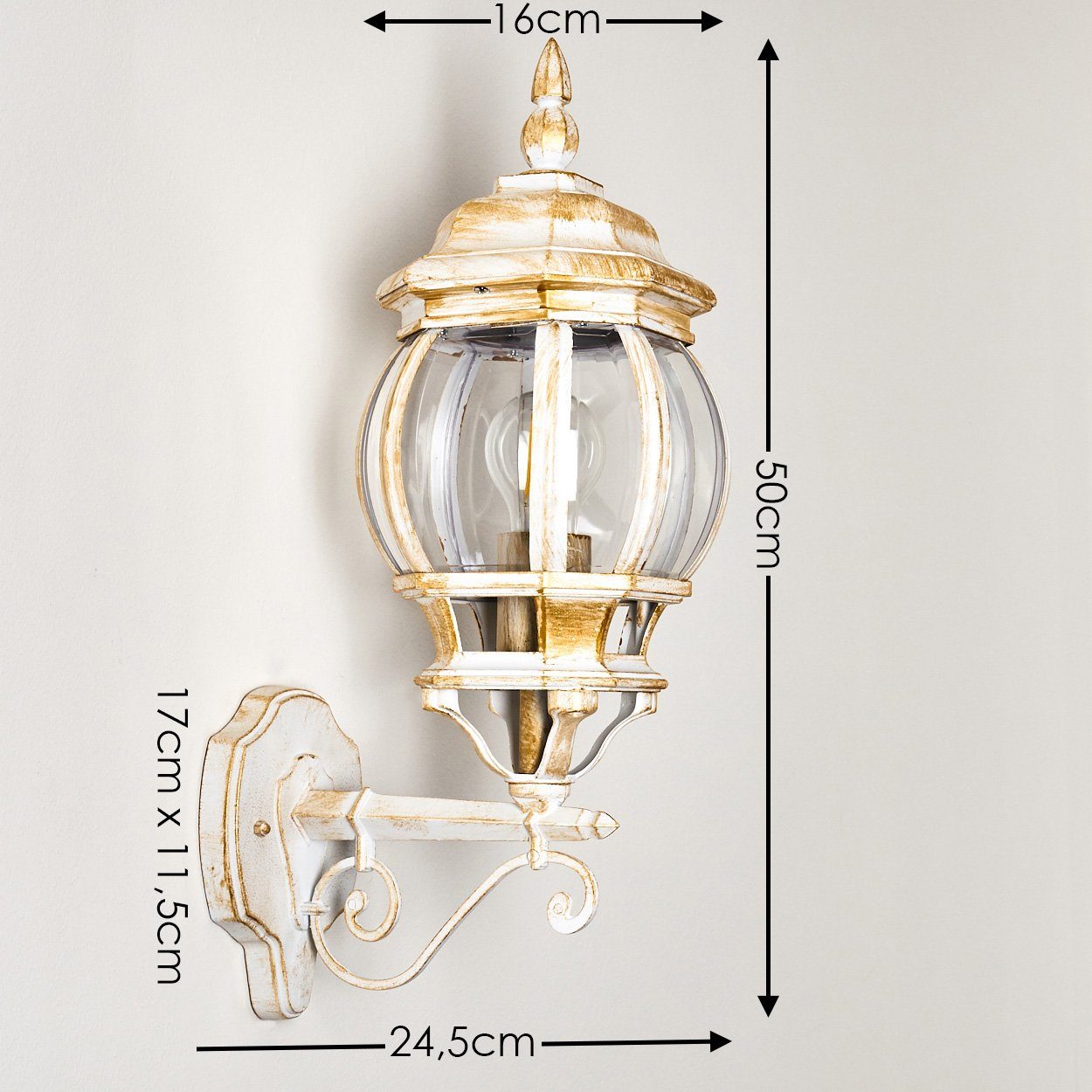 hofstein Außen-Wandleuchte »Meyen« Außenwandlampe, Aluguss in Weiß/Gold m. Kunststoff-Scheiben, ohne Leuchtmittel, m. E27, Außenleuchte
