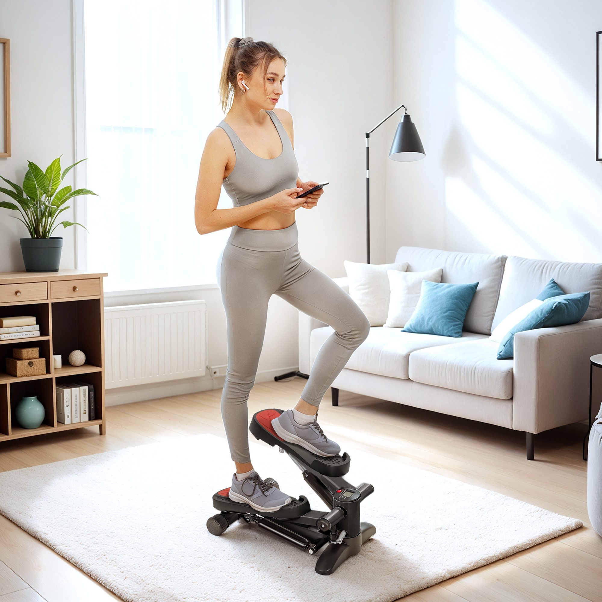 SPORTNOW Stepper Mini für Zuhause, mit LCD-Display (Fitness-Stepper bis 100 kg, 1-tlg., Stepper Hometrainer), für Beintraining, Home Office Fitness Exercise, Schwarz