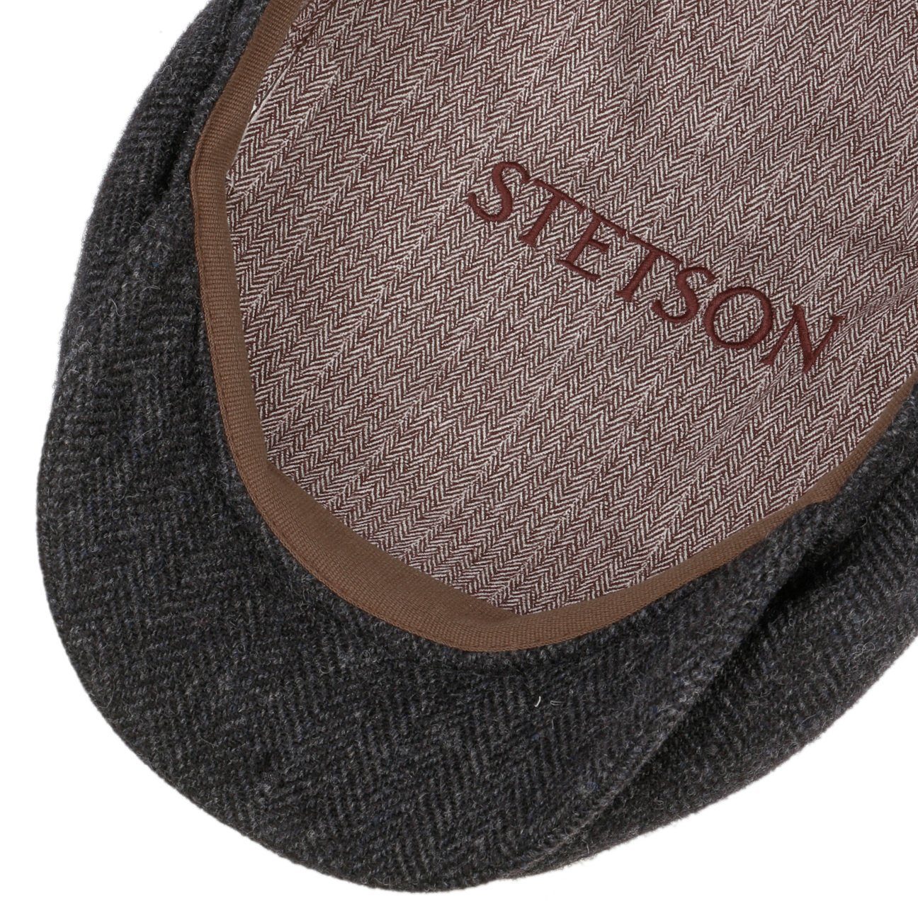 Stetson Flatcap in Schirm, schwarz-grau Cap EU mit the (1-St) Made Flat