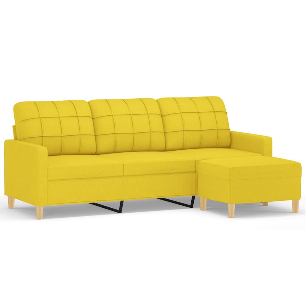 vidaXL Sofa 3-Sitzer-Sofa mit Hocker Hellgelb günstig online kaufen