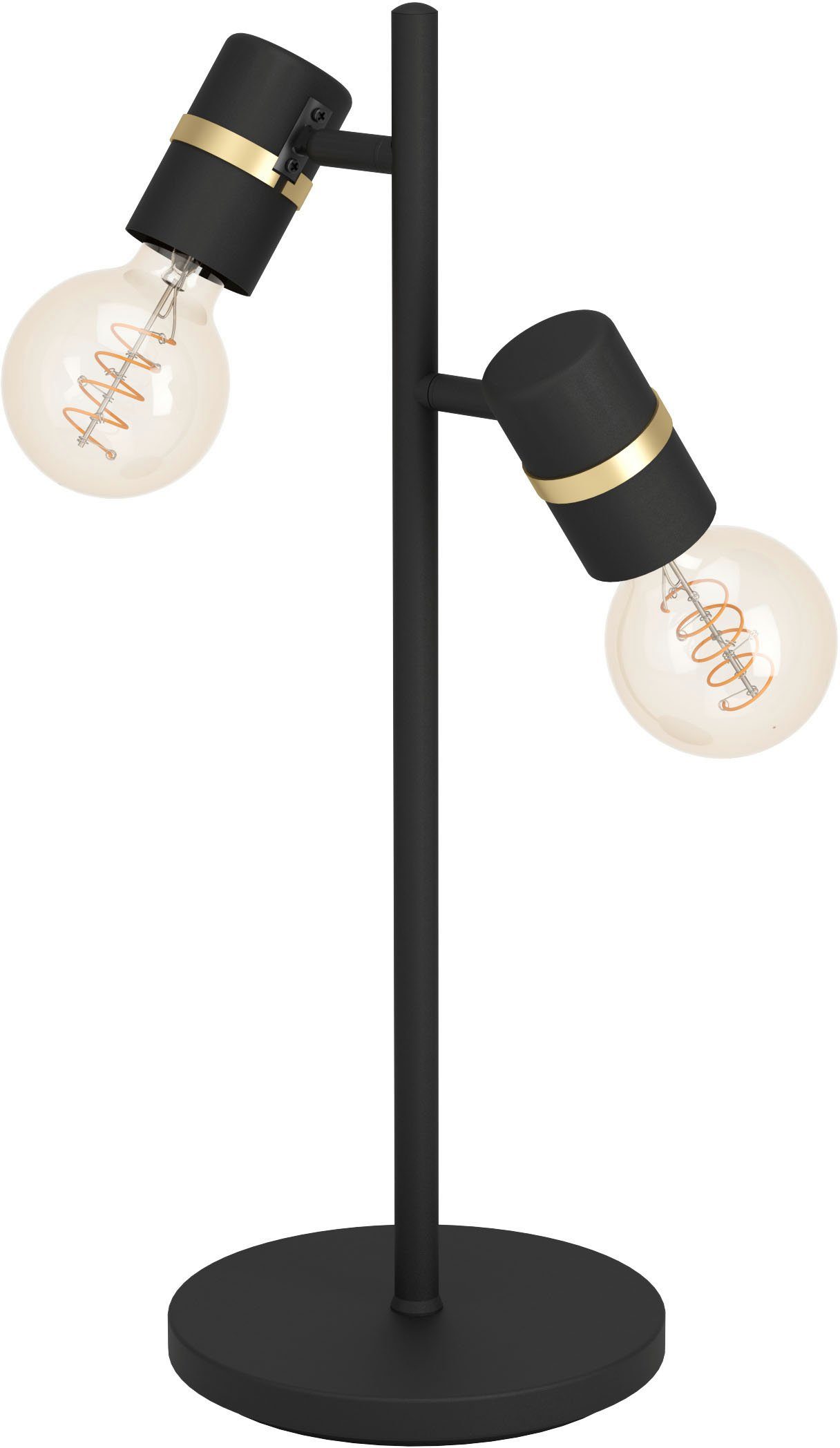 EGLO Tischleuchte LURONE, Leuchtmittel wechselbar, ohne Leuchtmittel, Tischleuchte in schwarz und messing aus Stahl - exkl. E27 - 10W