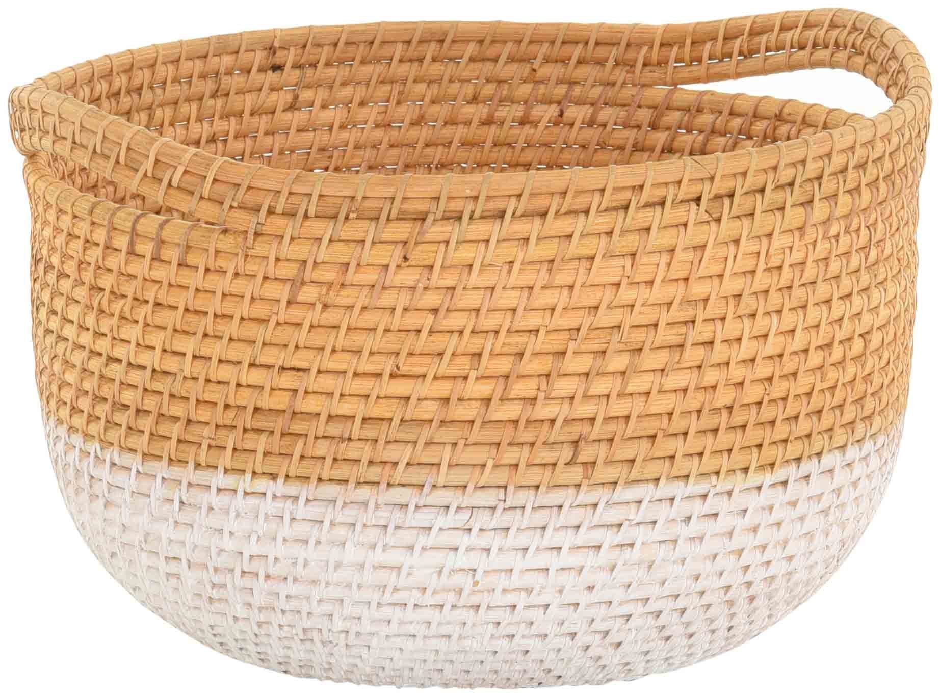 Krines Home Dekokorb Set/2 Retro-Design Korb Aufbewahrungskorb Flechtkorb aus Natur Rattan (2 St., 2x Körbe), Dekokorb Box Henkel Aufbewahrung