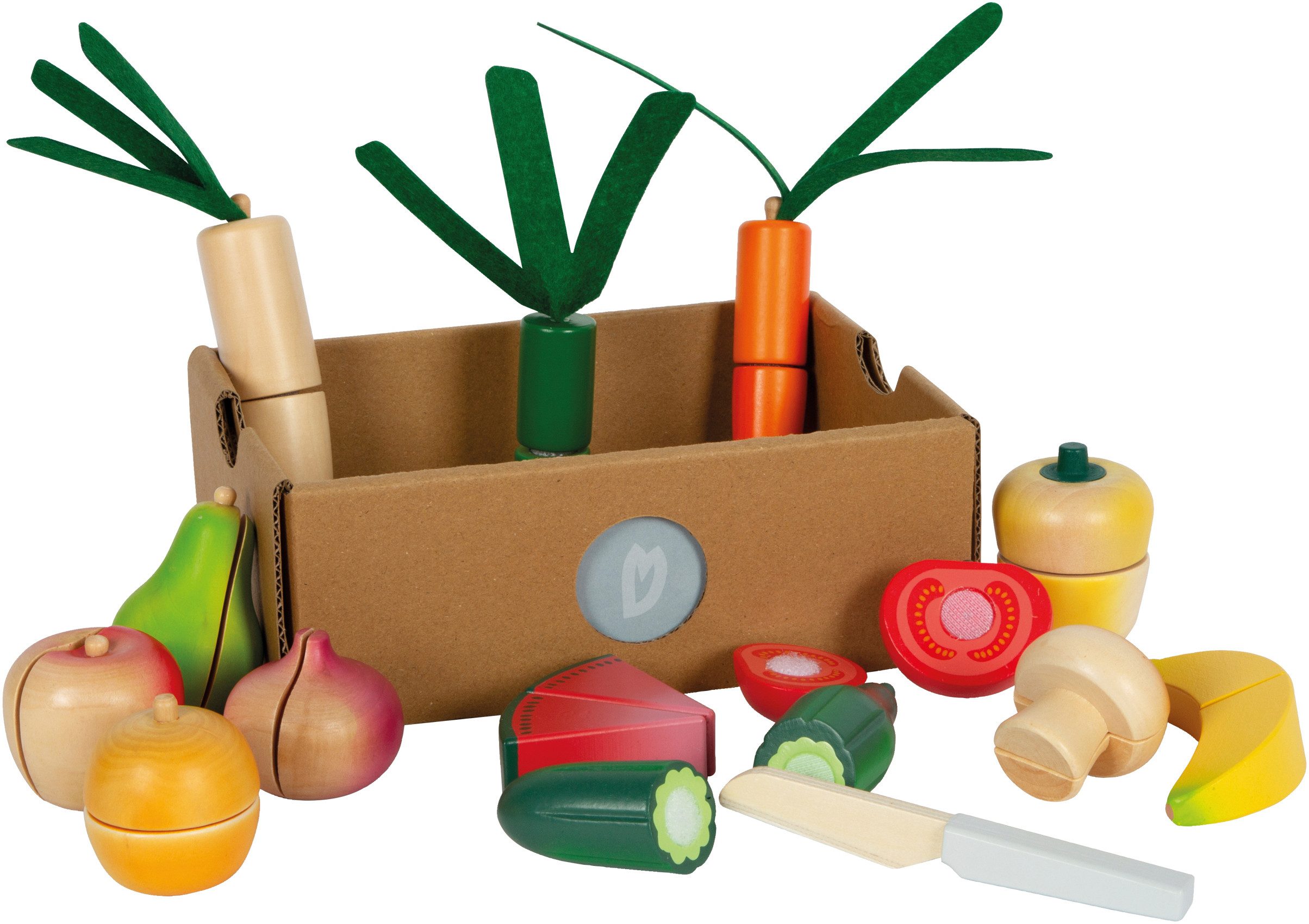Small Foot Spiellebensmittel Schneide-Set Obst u. Gemüse fresh, (Set, 15-tlg), aus Holz