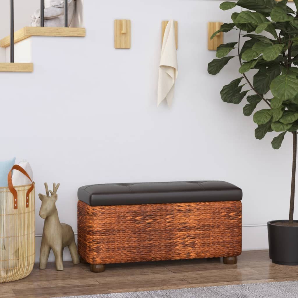 furnicato Truhenbank Aufbewahrungsbank mit Stauraum 69x27x36 cm Braun aus Sperrholz und