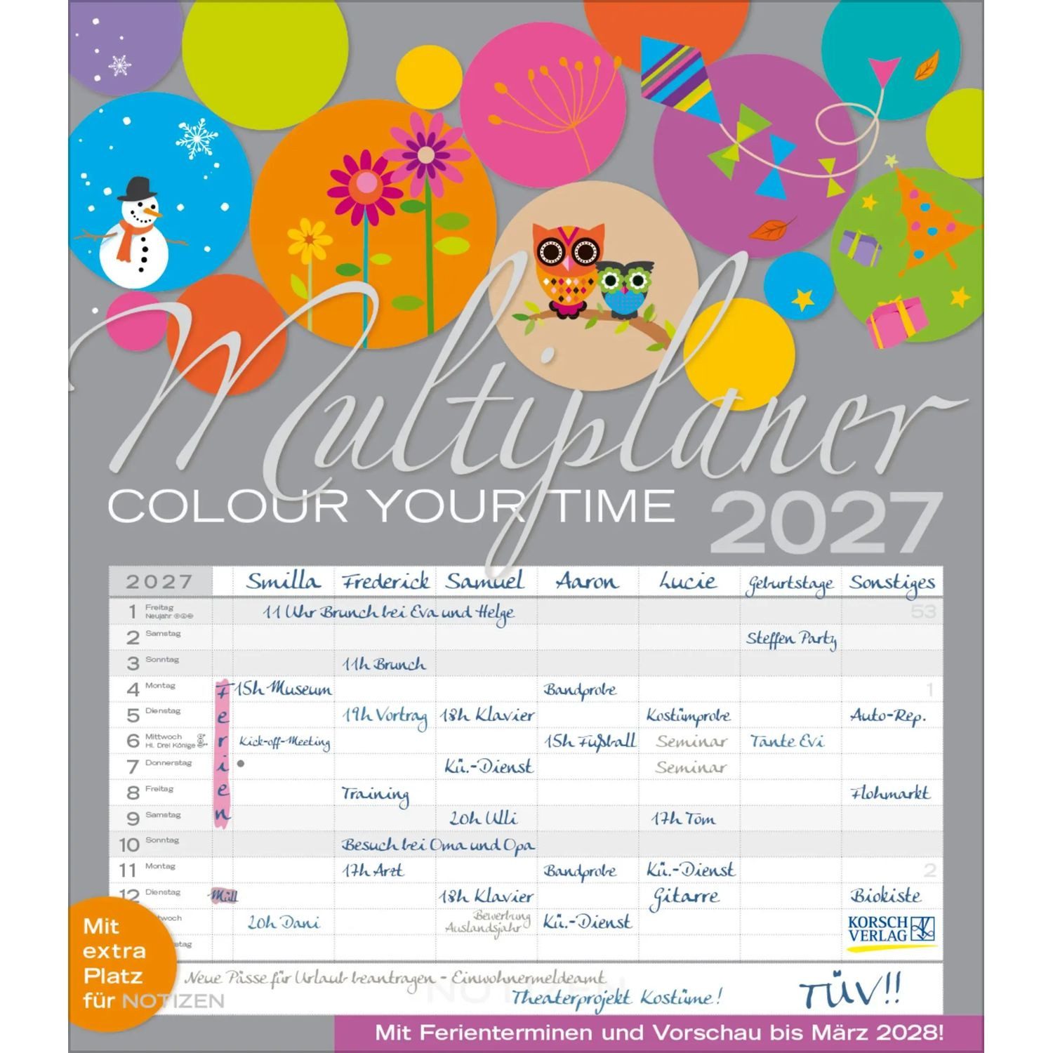 Korsch Verlag Wandkalender Multiplaner - Colour your time 2027