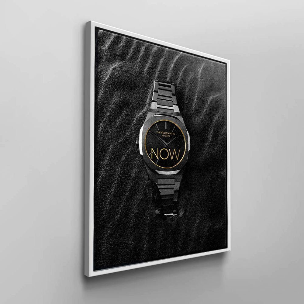 DOTCOMCANVAS® Leinwandbild, SAND, - Pure Premium Attitude Uhren Rahmen weißer Motiv Leinwandbild