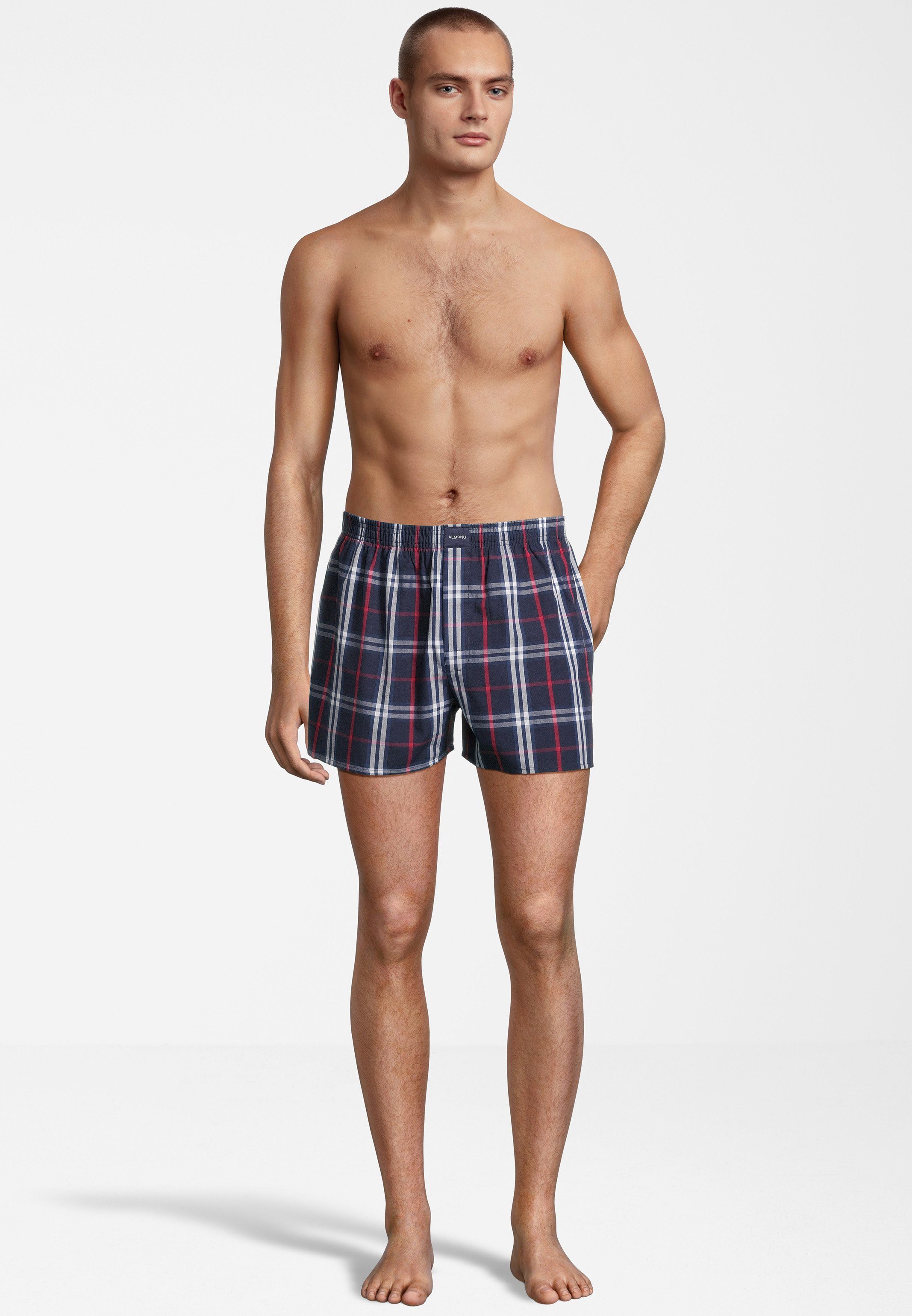 Almonu Boxershorts 6er Pack Web (Spar-Set, 6-St) Boxershorts - Baumwolle - mit Eingriff - Atmungsaktiv
