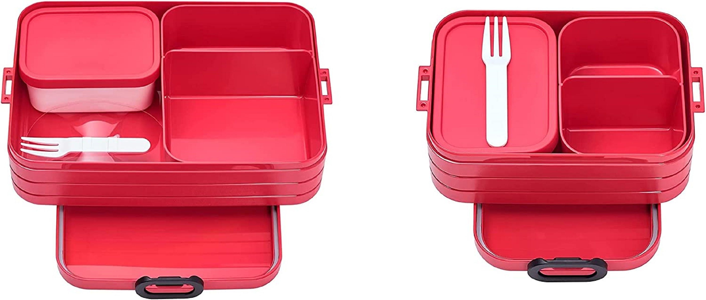 Mepal Lunchbox Limited Edition Nordic Red Bento-Lunchboxen Set Klein / Groß, Polypropylen (PP), (Set, 2-tlg., Lunchbox Bento Midi und Large), geeignet für bis zu 4 BZW. 8 Butterbrote