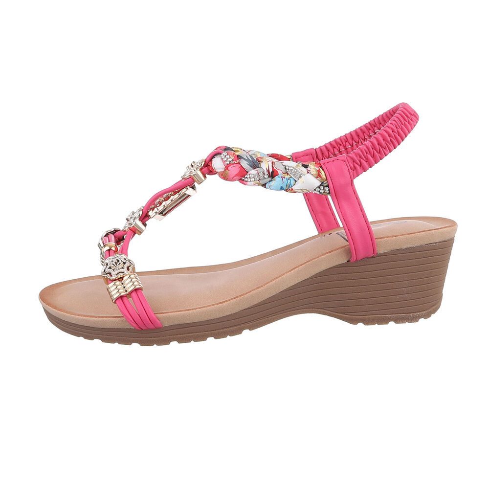 Ital-Design Damen Freizeit Keilsandalette (86016728) Keilabsatz/Wedge Keilsandaletten in Pink