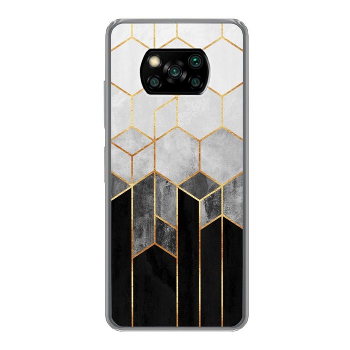 MuchoWow Handyhülle Gold - Sechseck - Chic - Muster - Luxus Phone Case Handyhülle Poco X3 Silikon Schutzhülle