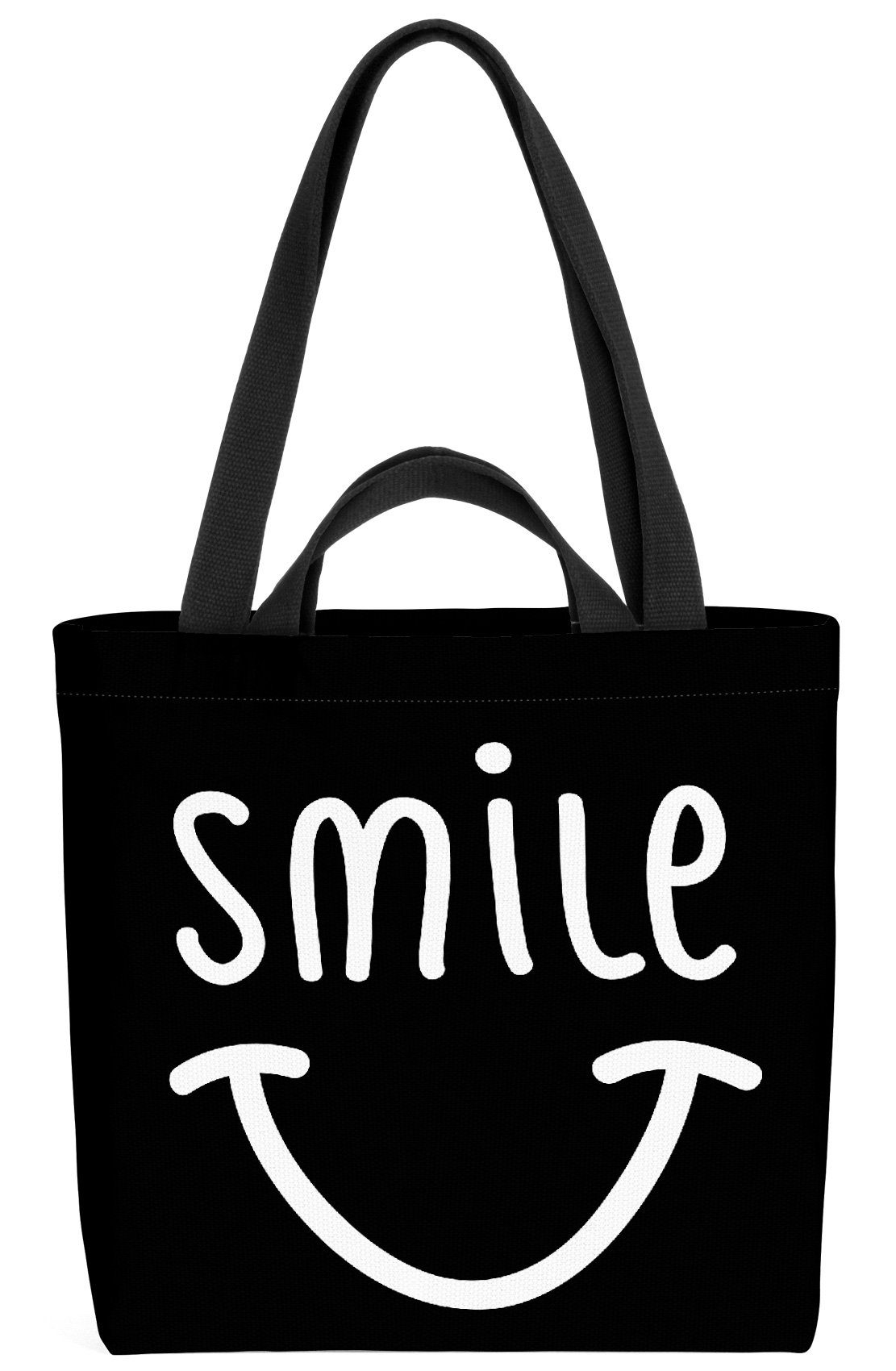 Zeichnun Schwarz Grafik VOID Grafik Cartoon Karte Weiss Smile Tier Cartoon (1-tlg), Henkeltasche