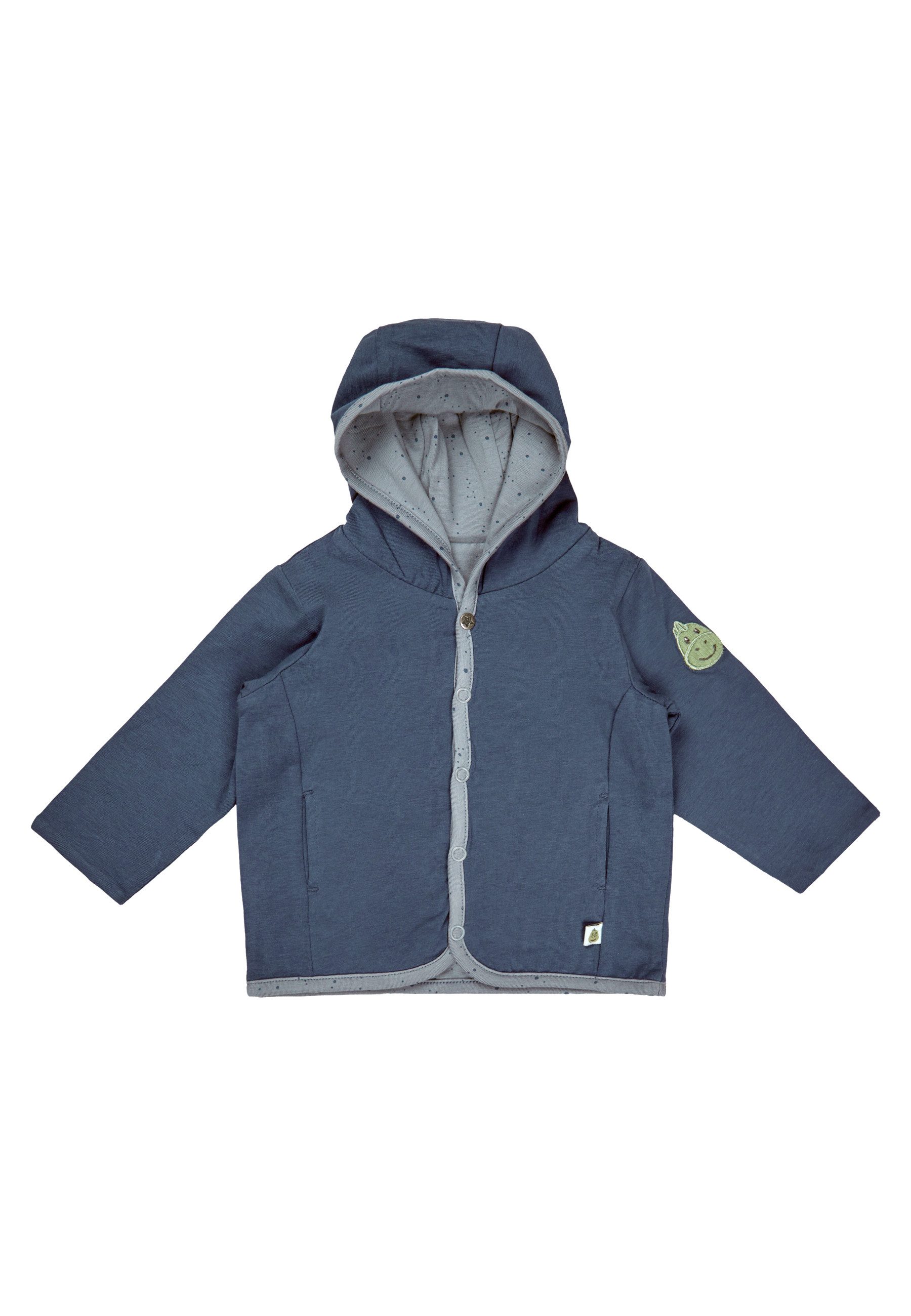 Sterntaler® Sweatjacke Baby Wendejacke Rexi mit Kapuze (1-tlg) bedruckt mit Pünktchen, Applikation auf dem linken Ärmel