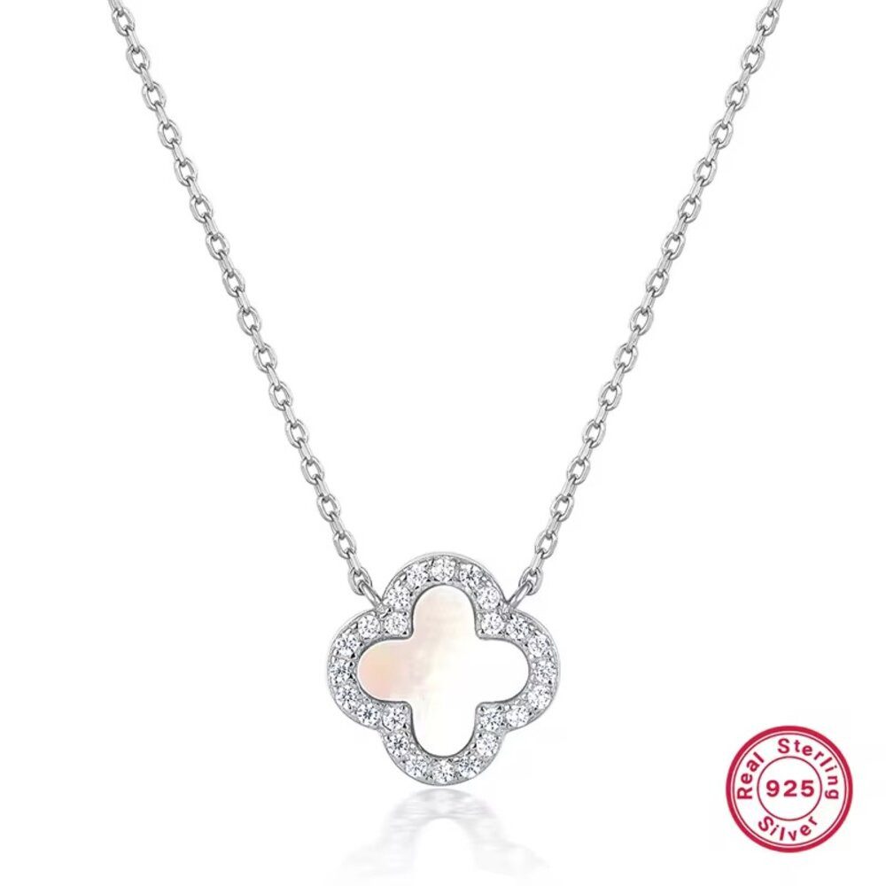 ROUGEMONT Silberkette Kleeblatt Glücksbringer Clover Damen Halskette 925 sterling Silber, Echtschmuck – Bild 5 von 5