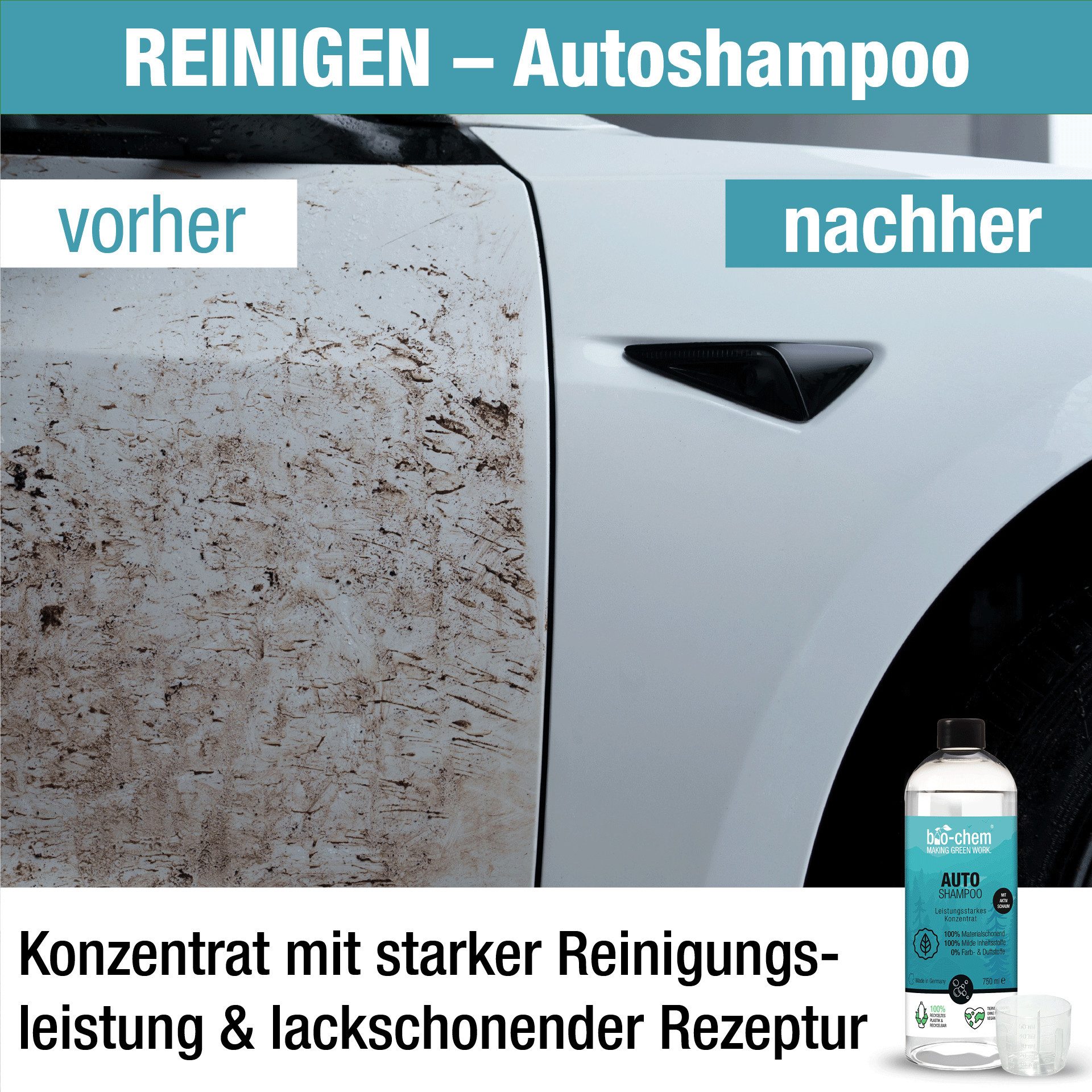 bio-chem bio-chem Autopflege Set: Shampoo, Sprühwachs & Mikrofasertuch Auto-Reinigungsmittel (Sparpaket, [- Auto Außenpflege DUO Mit Carnauba-Wachs & Mikrofasertuch)