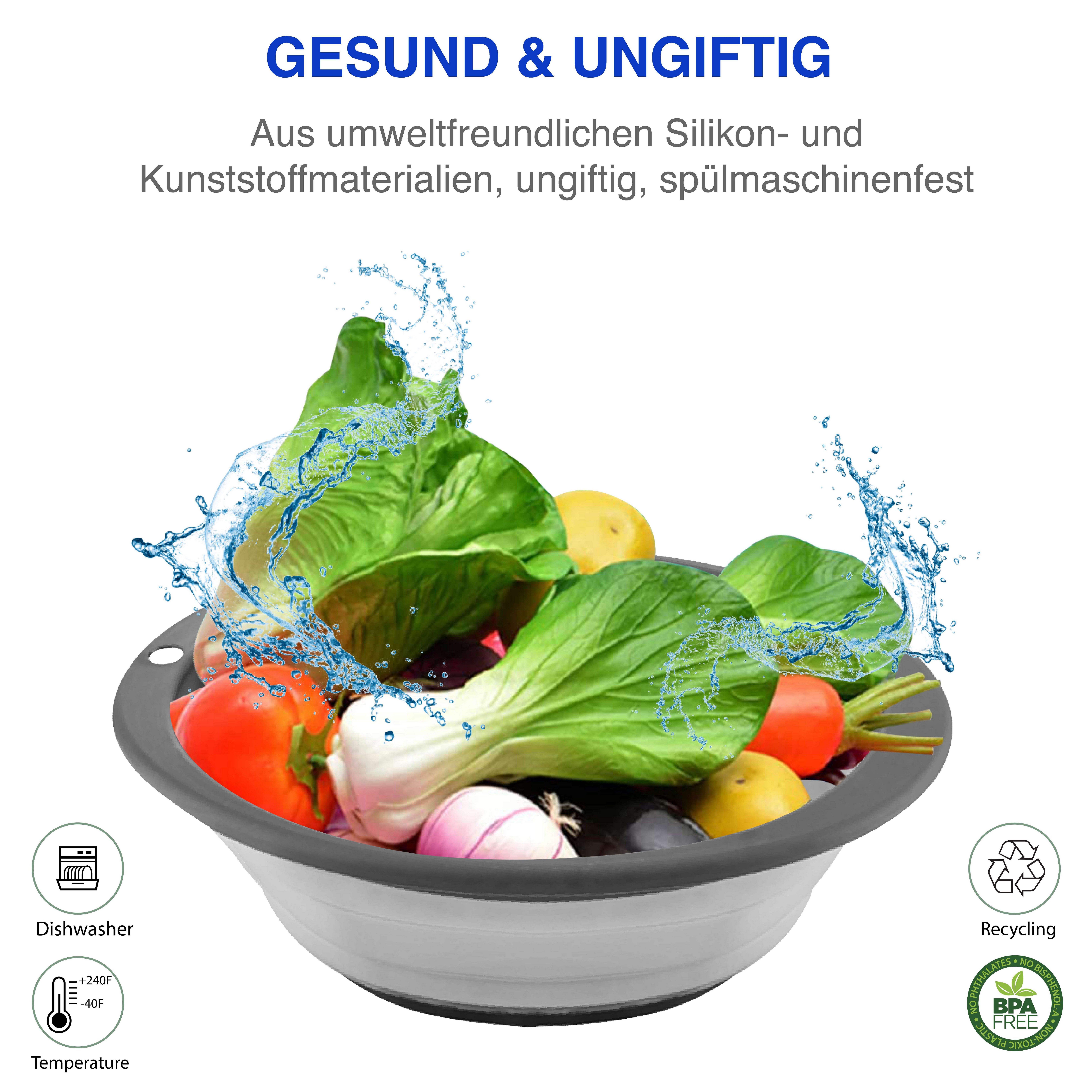 Ellipse, zum Küchensieb und Waschen Obst Grau Gemüse Frei, Sieb, geruchfrei, BPA JEEL (1-St),