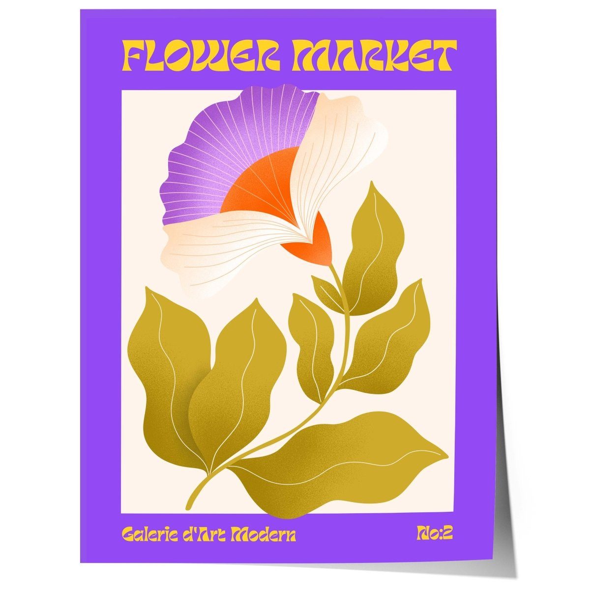 JUSTGOODMOOD Poster Flower Market Lila Retro Blume Mid Century Moderne llustration Print o, (1 St)