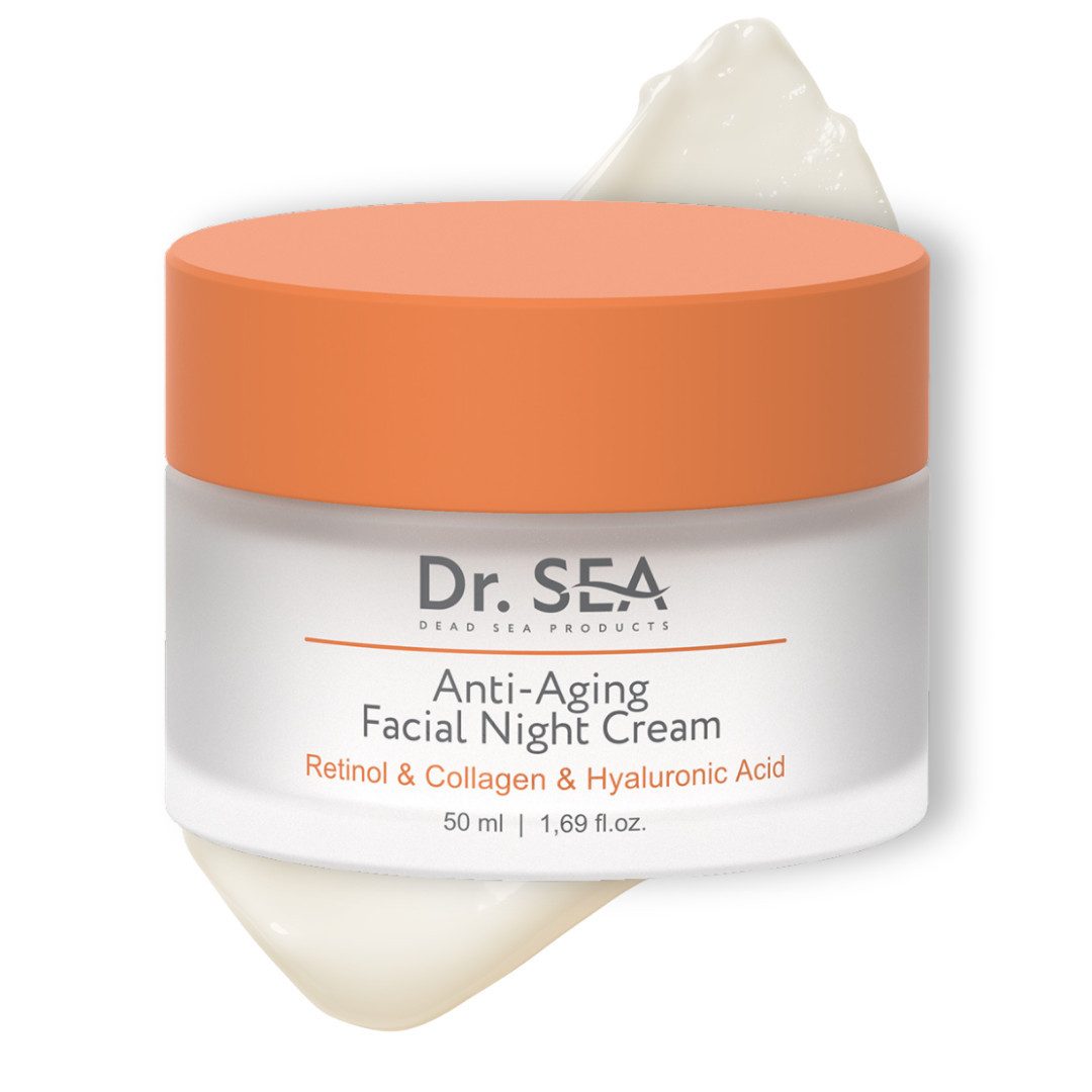 DR. SEA Nachtcreme Anti-Aging Nachtcreme Retinol Kollagen Hyaluronsäure, Peptid Power + Totes Meer Mineralien gegen vorzeitige Hautalterung