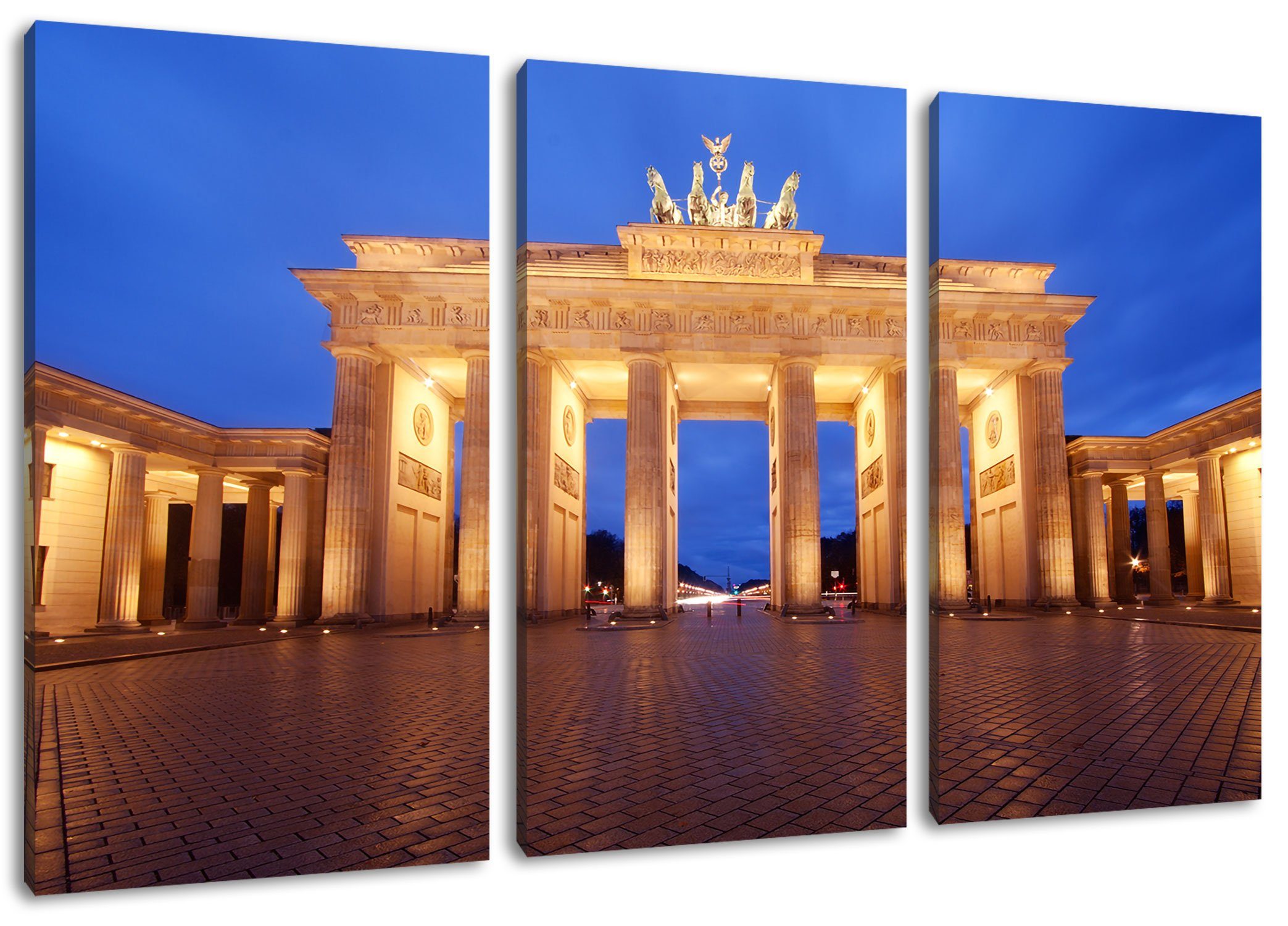 Pixxprint Leinwandbild Brandenburger Tor, Brandenburger Tor 3Teiler (120x80cm) (1 St), Leinwandbild fertig bespannt, inkl. Zackenaufhänger