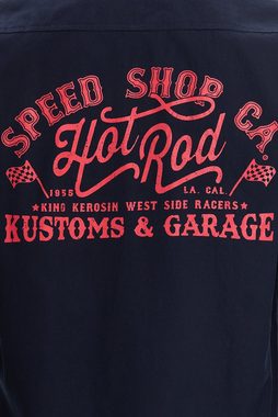 KingKerosin Langarmhemd Kustom & Garage mit Print im Rücken