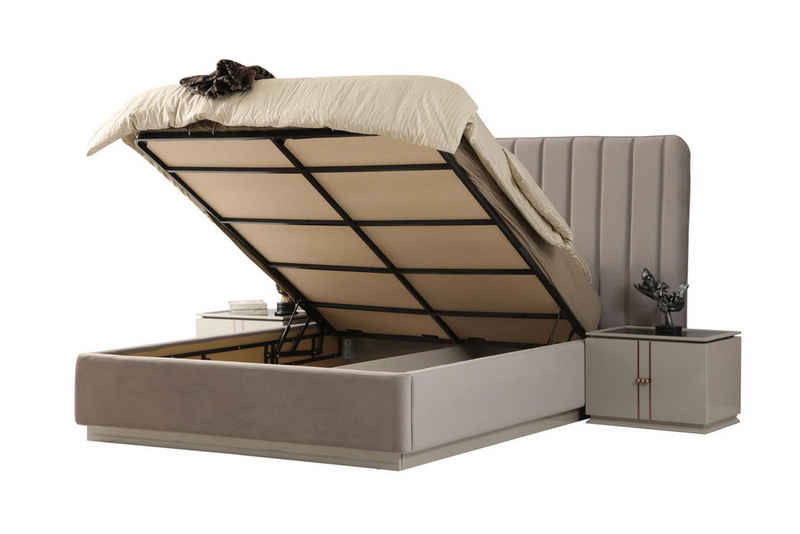 JVmoebel Schlafzimmer-Set Perfekte Schlafzimmer Set Elegant Luxus Bett und 2x Nachttische, (3-St., 1x Bett + 2x Nachttische), Made in Europa
