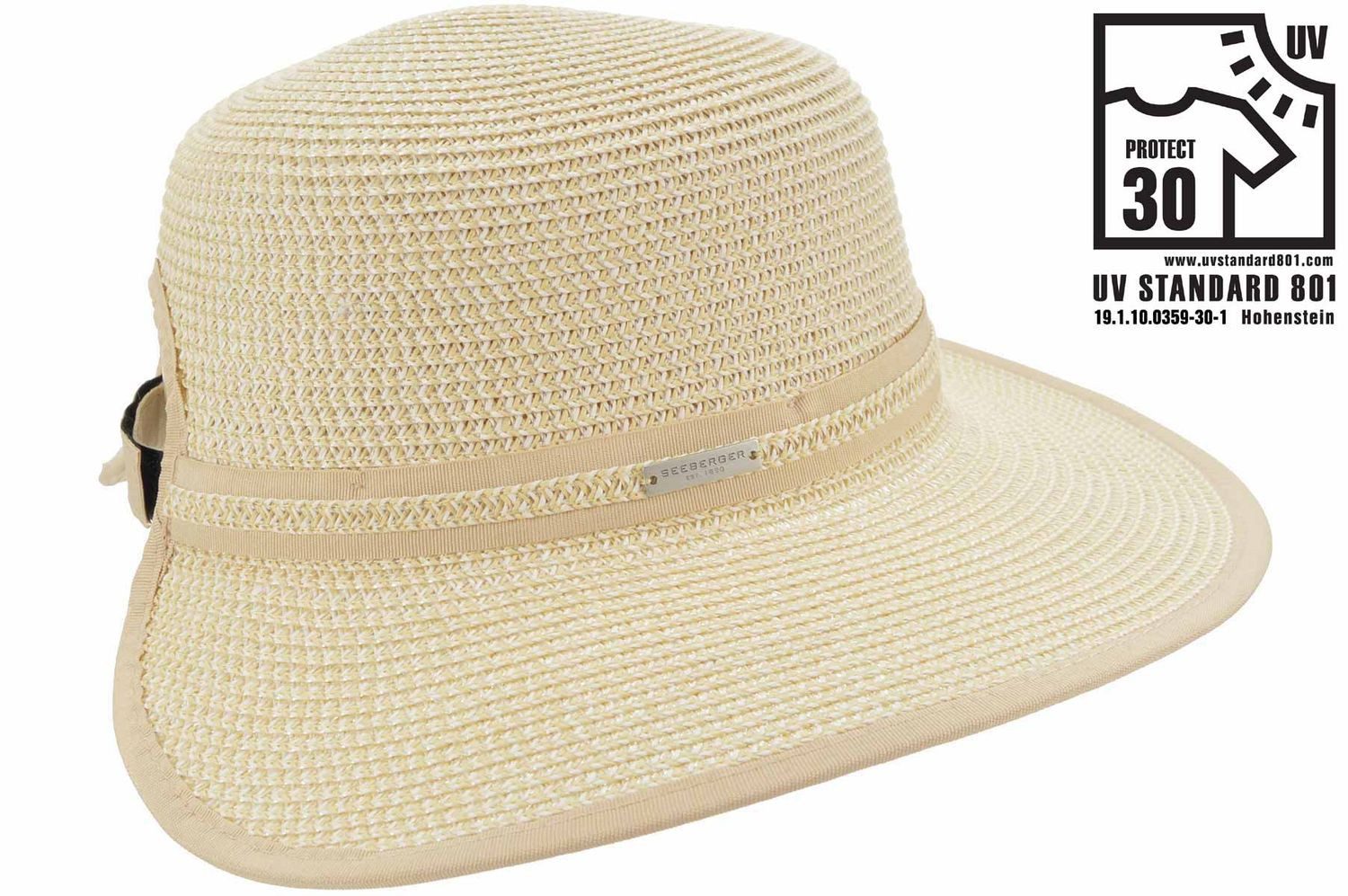 Seeberger Strohhut Schute mit Klettverschluss hinten UV Schutz 30