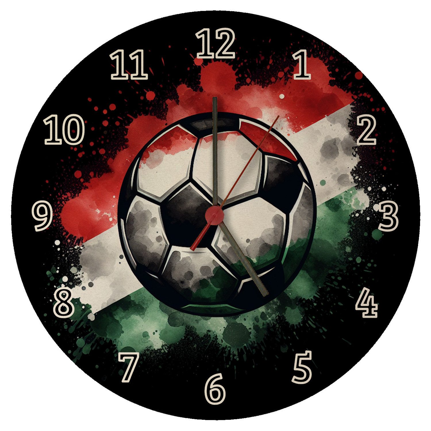 speecheese Wanduhr Fußball Ungarn Flagge Wanduhr aus MDF