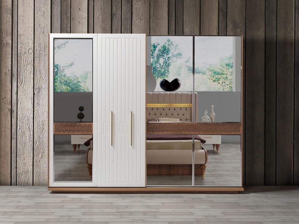 JVmoebel Kleiderschrank Schlafzimmer Luxus Kleiderschrank Holz mit Glas Design Modern neu