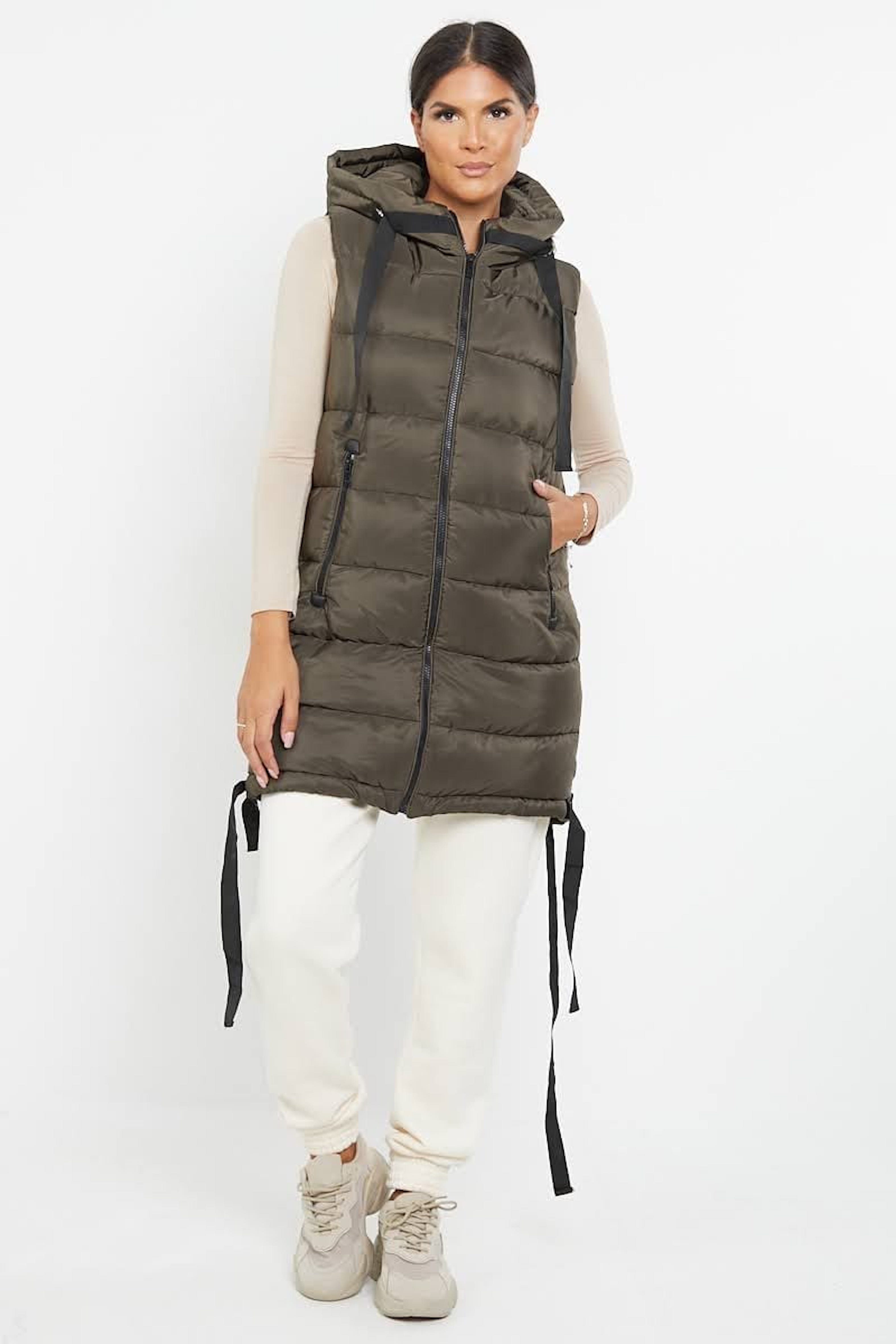 Longweste Worldclassca STEPPWESTE LANG KAPUZE OUTDOOR ÄRMELLOS ÜBERGANGSJACKE