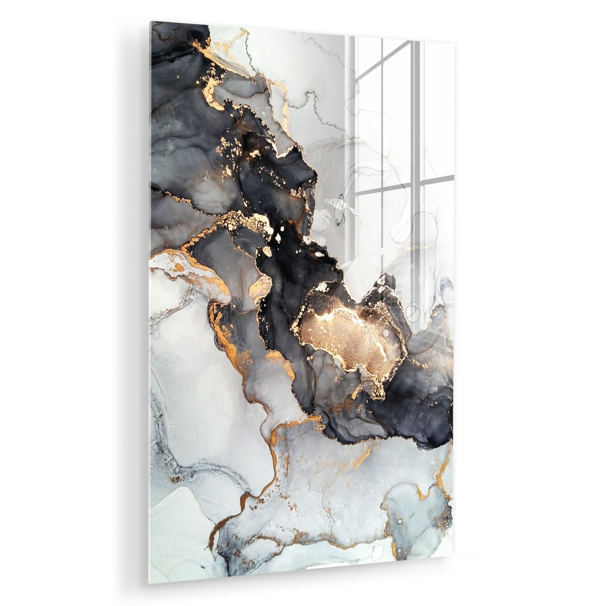 MuchoWow Acrylglasbild Marmor - Schwarz - Weiß - Gold - Luxus - Abstrakt, I günstig online kaufen