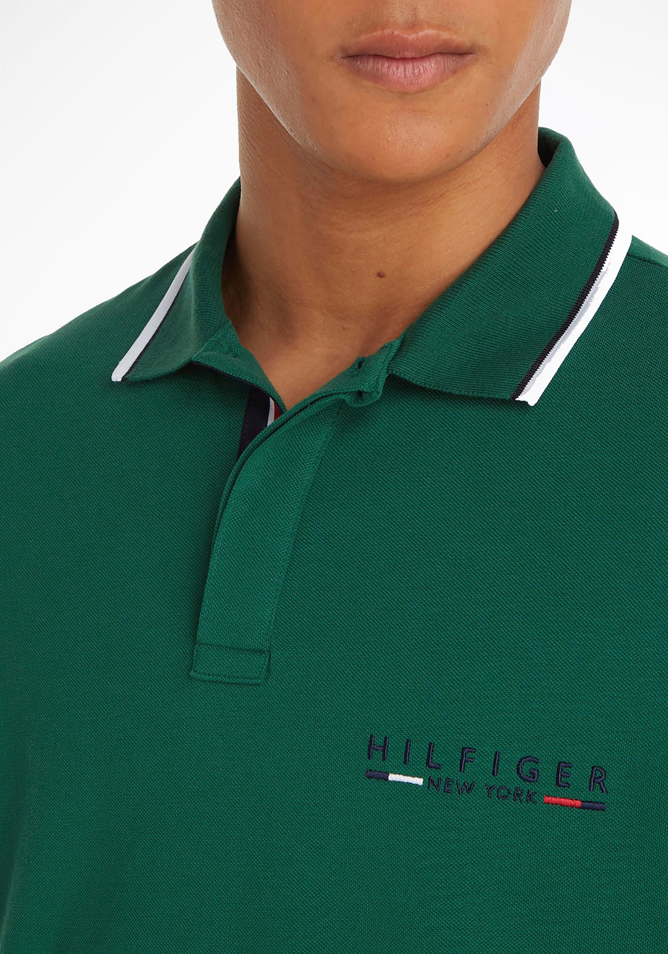 Tommy Hilfiger Poloshirt POLO REG Green Kragen Logotape LOGO am mit BRAND Prep LOVE
