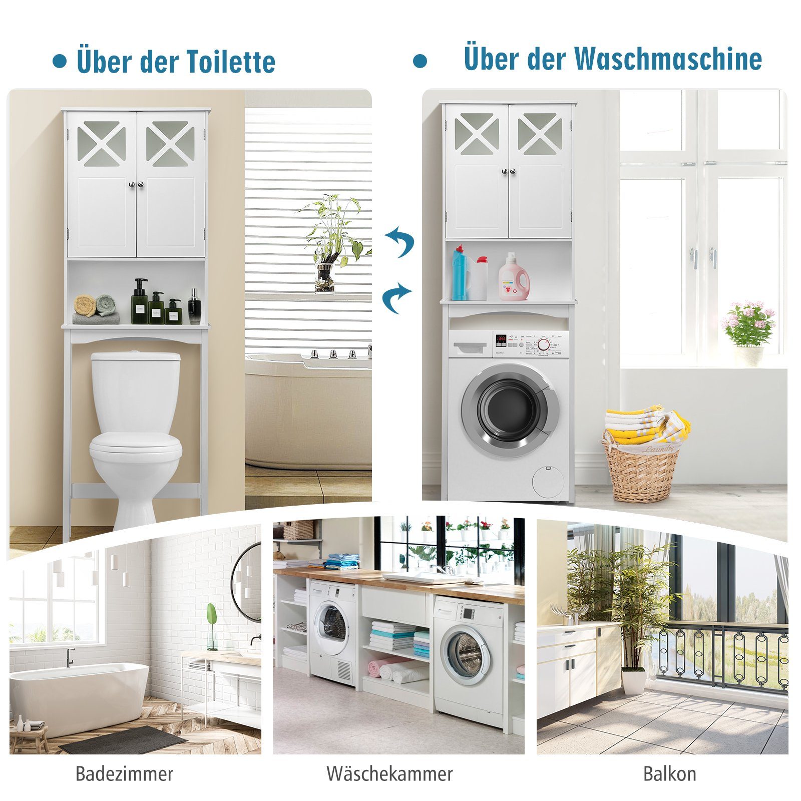 COSTWAY Badregal, mit Tür & Regal, günstig online kaufen