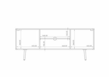 Furnix TV-Schrank Pabllo Fernsehschrank mit Schränken und Metallfüßen Braun/Schwarz 150x60x41,4 cm, modernes industielles Design