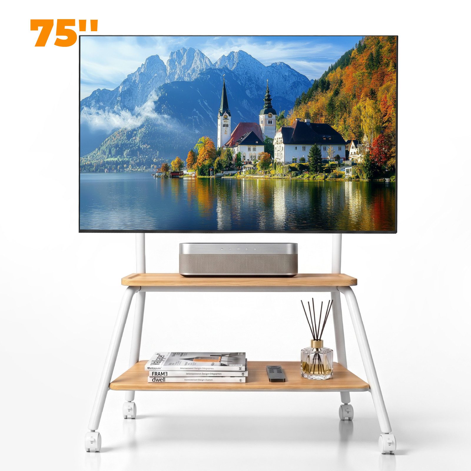 LALAHO TV-Standfuß TV Ständer mit Rollen für 42–75Zoll, max. VESA 450x400, (bis 75 Zoll)