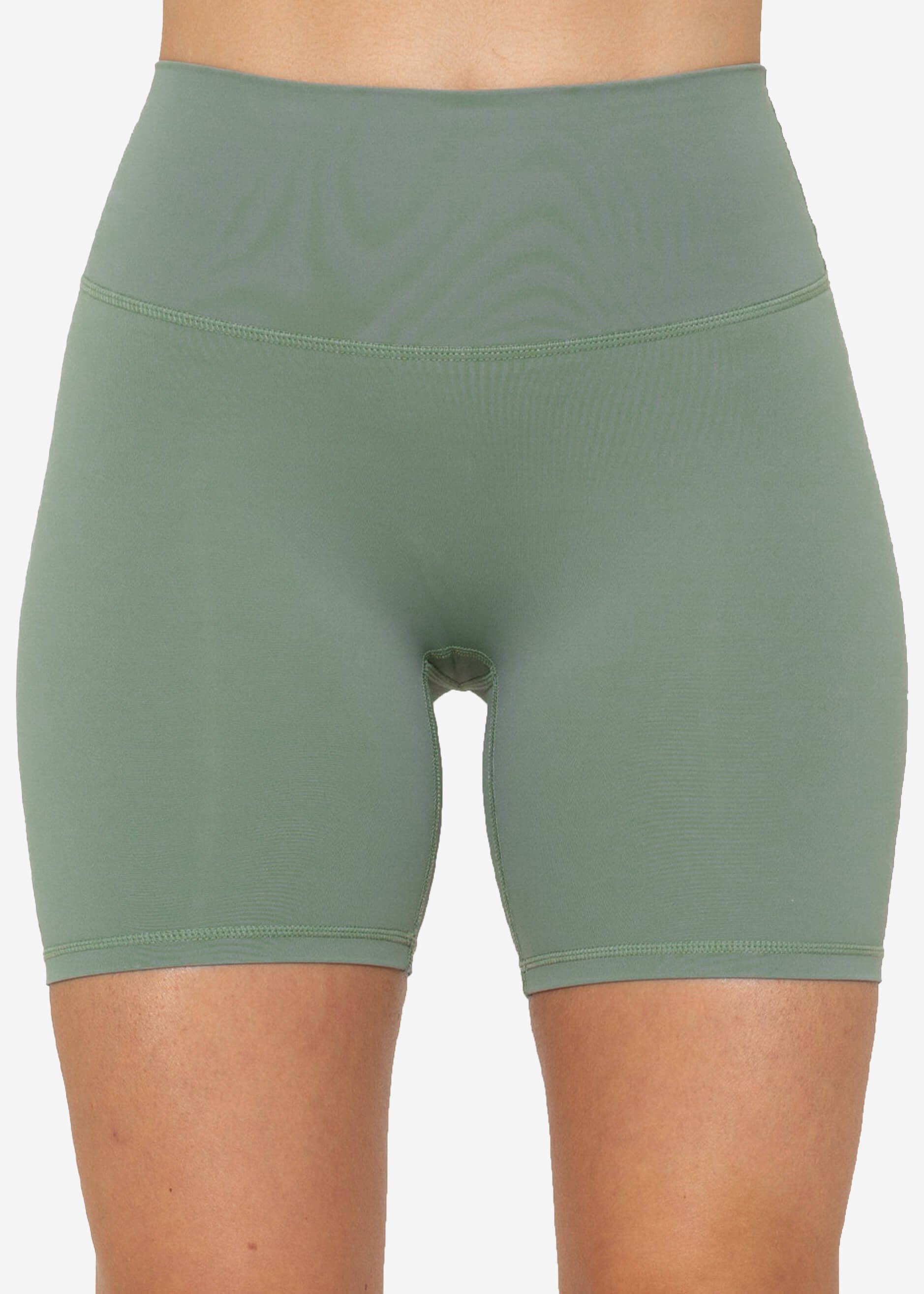 SASSYCLASSY Funktionsleggings Kurze High Waist Leggings Damen mit breitem Bund Sport Shorts atmungsaktiv dehnbar blickdicht Schwarz Leopardenmuster