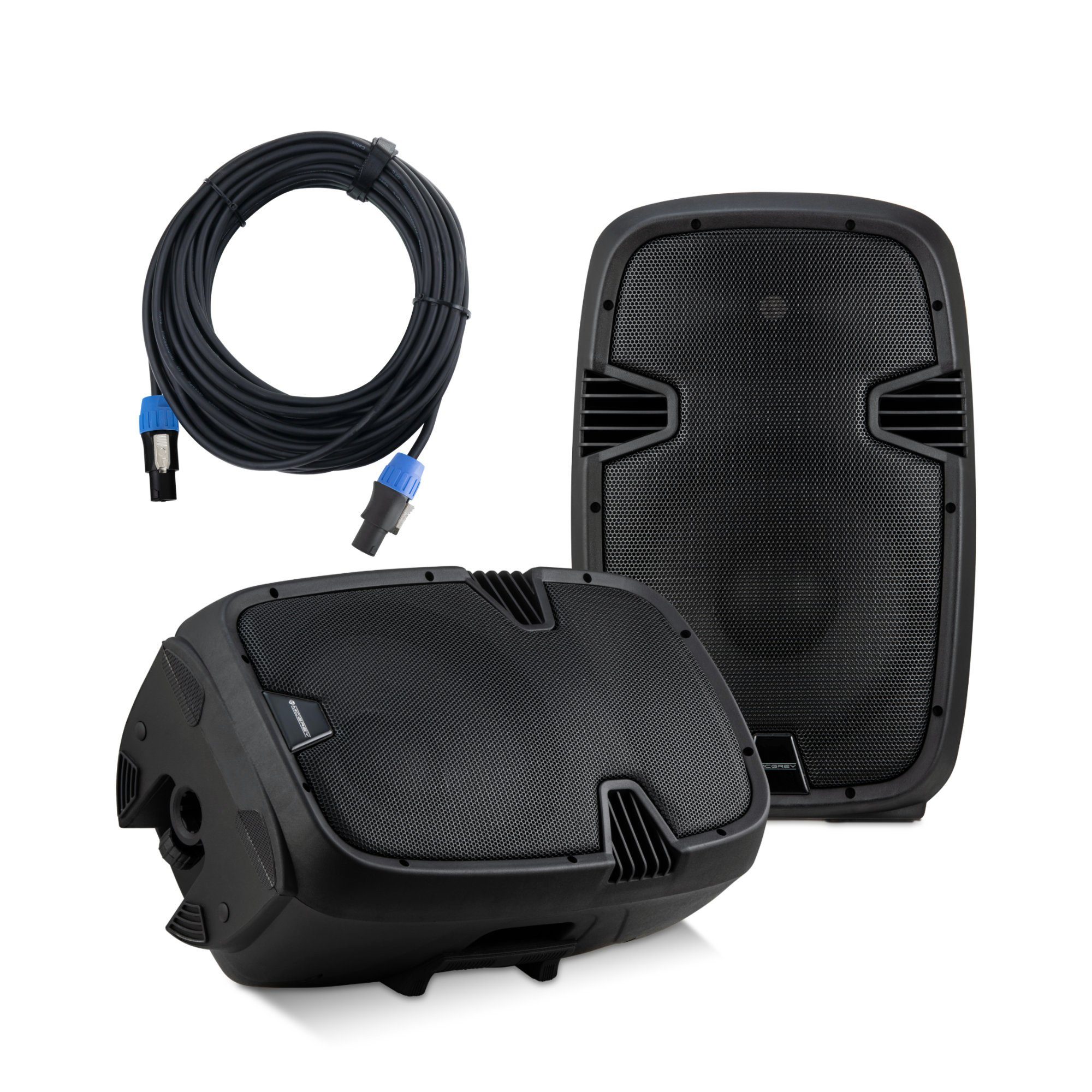 McGrey P212 MA Aktive und Passive PA-Boxen Set Party-Lautsprecher (Bluetooth, 120 W, FM/USB/SD/MP3-Player - 2-Wege-System mit 12" Woofer und 1" Hochtöner)