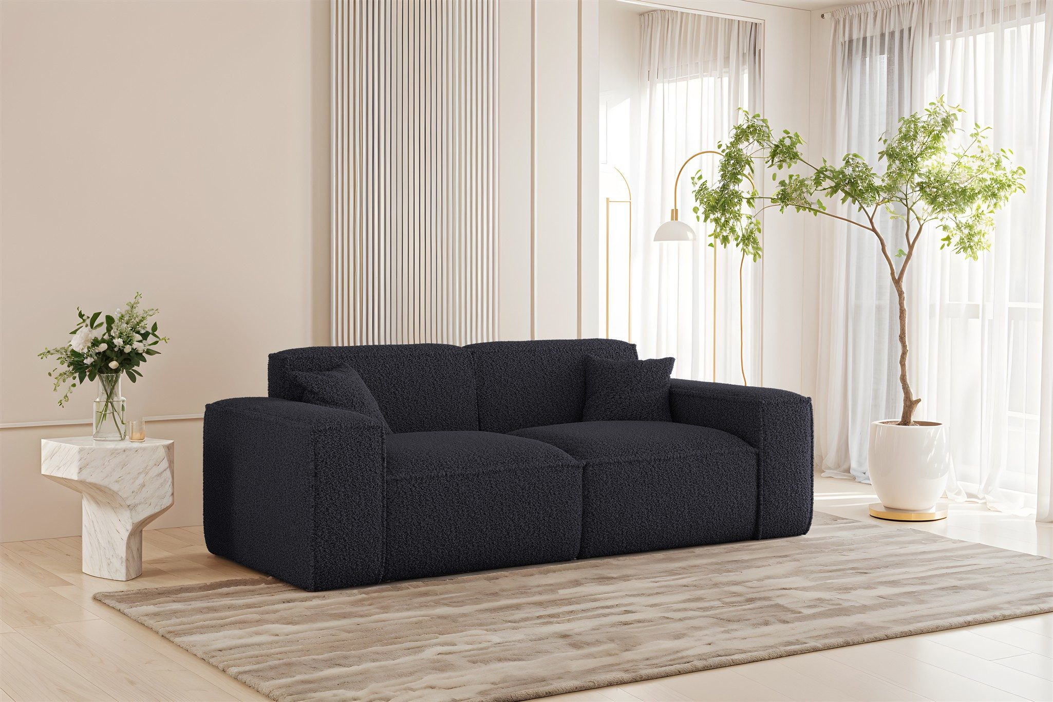 Fun Möbel 2-Sitzer Sofa Designersofa FUN PEREZ PREMIUM in Stoff Sven, Rundumbezug, inkl. 2 Zierkissen