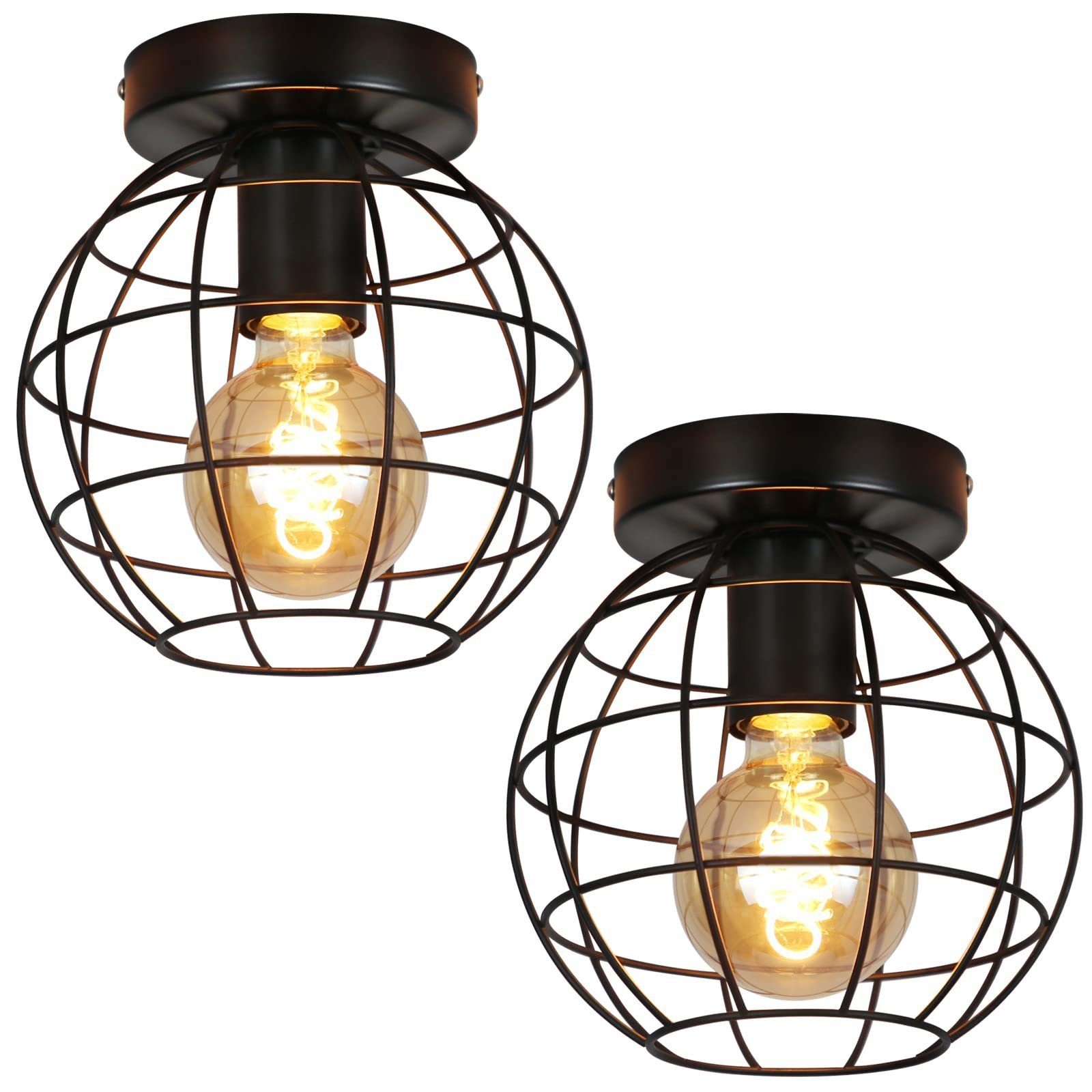 ZMH Deckenleuchte Wohnzimmer E27 Schwarz Lampenschirm Vintage Deckenlampe F günstig online kaufen