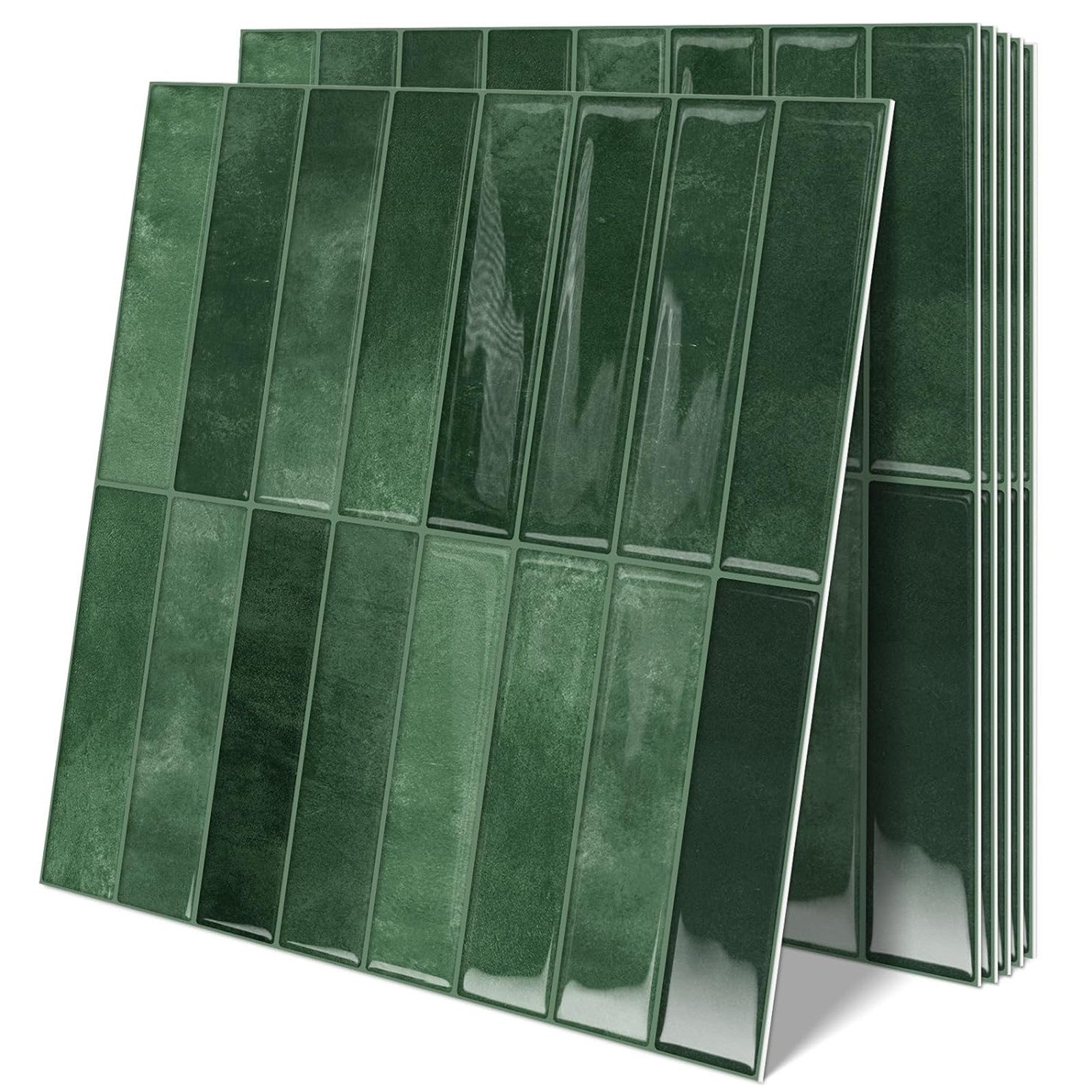 Bundviel 3D Wandpaneel 10stk. Selbstklebend 3D Fliesenaufkleber Küchenrückwand Wasserdicht, BxL: 30,5x30,5 cm, 0,9 qm, für Küche Bad