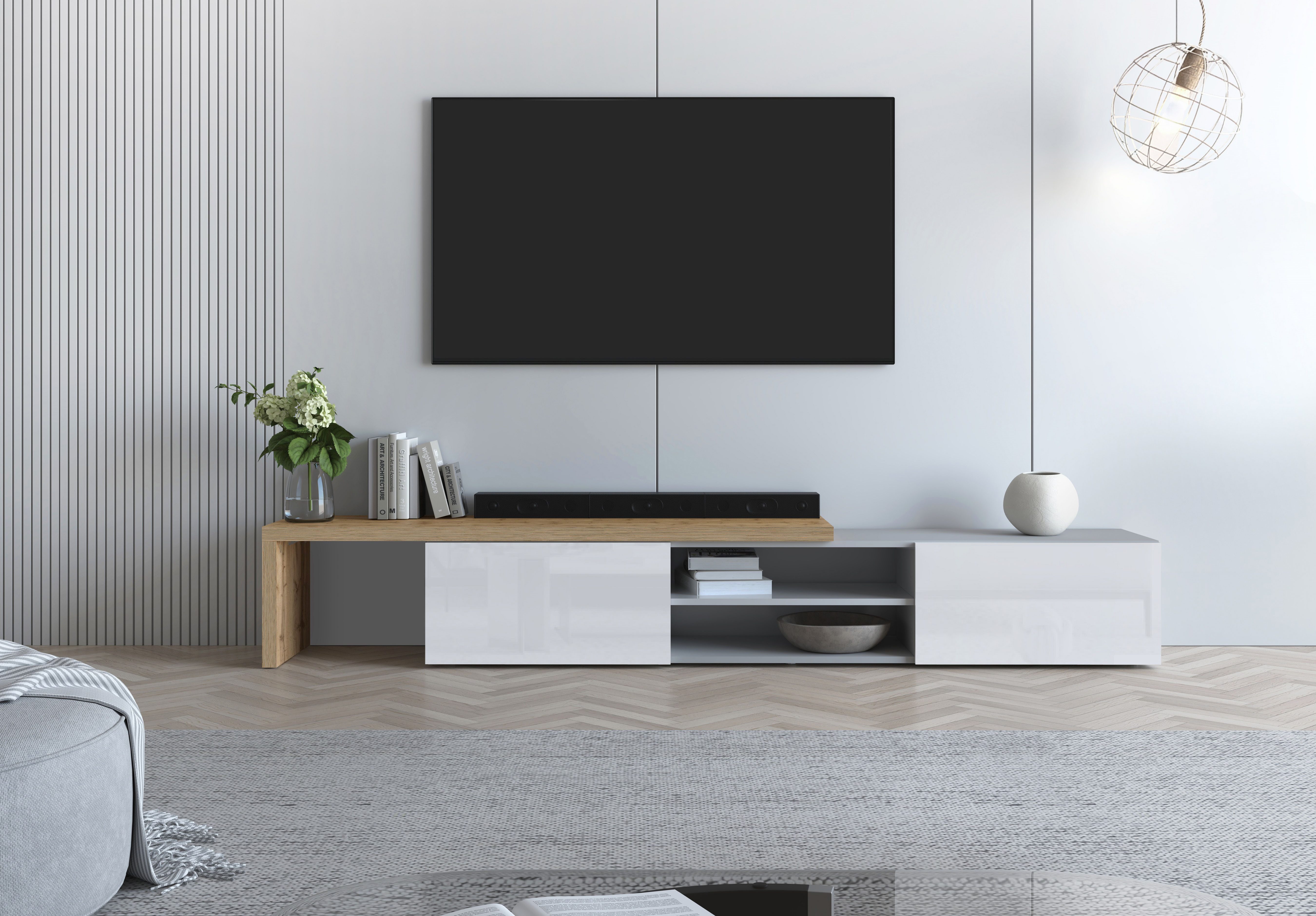 Lowboard New Garda,Lowboard mit Aufsatz,TV-Board mit Ausatz,TV-Schrank-Tv Bank