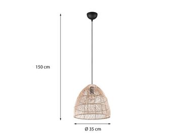 meineWunschleuchte LED Pendelleuchte, Dimmfunktion, LED wechselbar, Warmweiß, Korblampe hängend für über-n Esstisch Rattan Lampenschirm 35cm