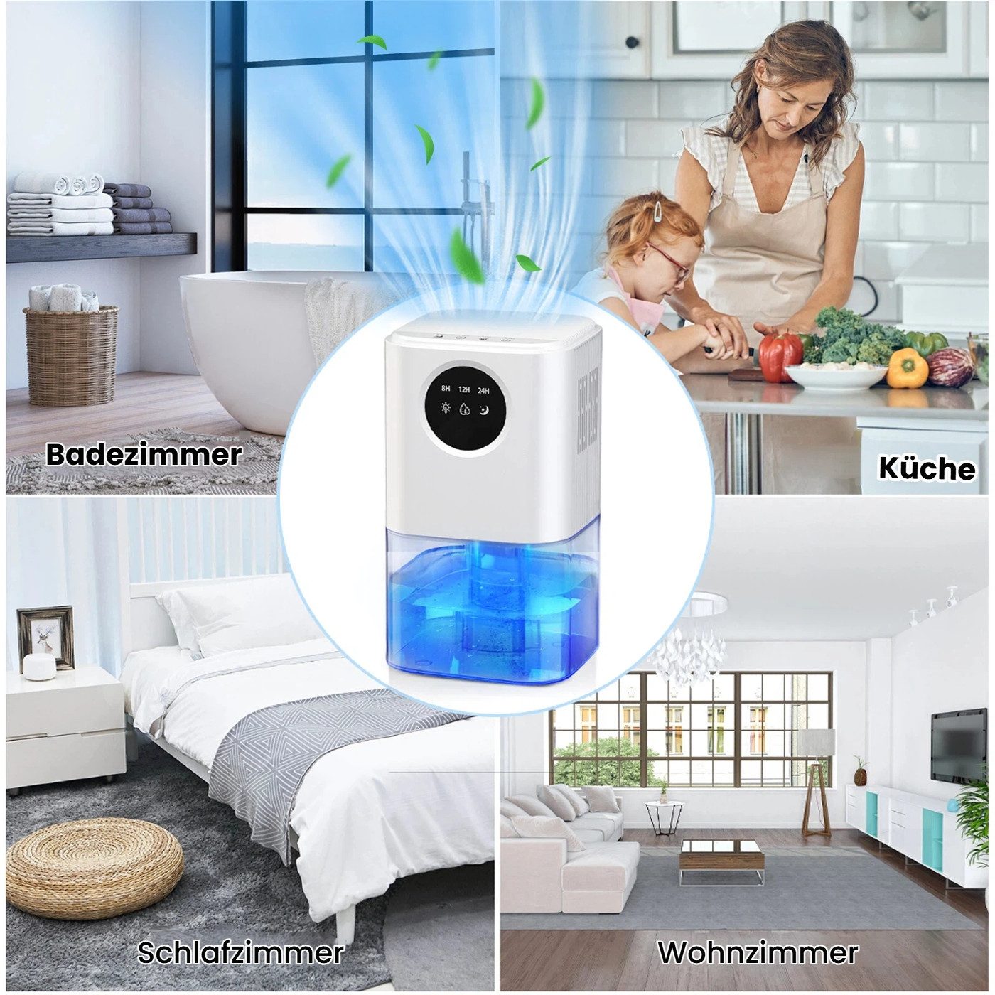 FIMEI Luftentfeuchter Elektrisch 1700ml, mit 7-Farben-Nachtlicht & Zeitschaltuhr, Entfeuchtung 0,35 l/Tag, Tank 1,7 l, Leiser Kleinraumentfeuchter, gegen Schimmel (Schlafzimmer/Badezimmer)