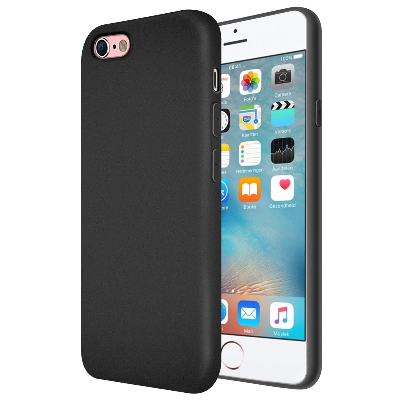 CoolGadget Handyhülle Handy Schutzhülle für Apple iPhone 6 / 6S matt schwarz 4,7 Zoll, Silikon TPU Hülle Schutz Tasche Cover schlicht Slim Case