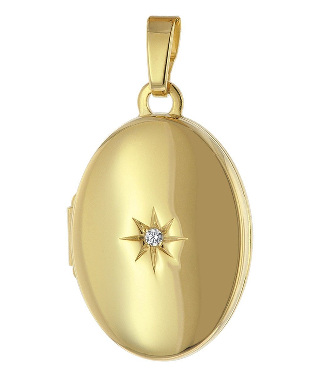 trendor Kette mit Anhänger Medaillon Gold 333/8K Mit Vergoldeter Silberkett günstig online kaufen