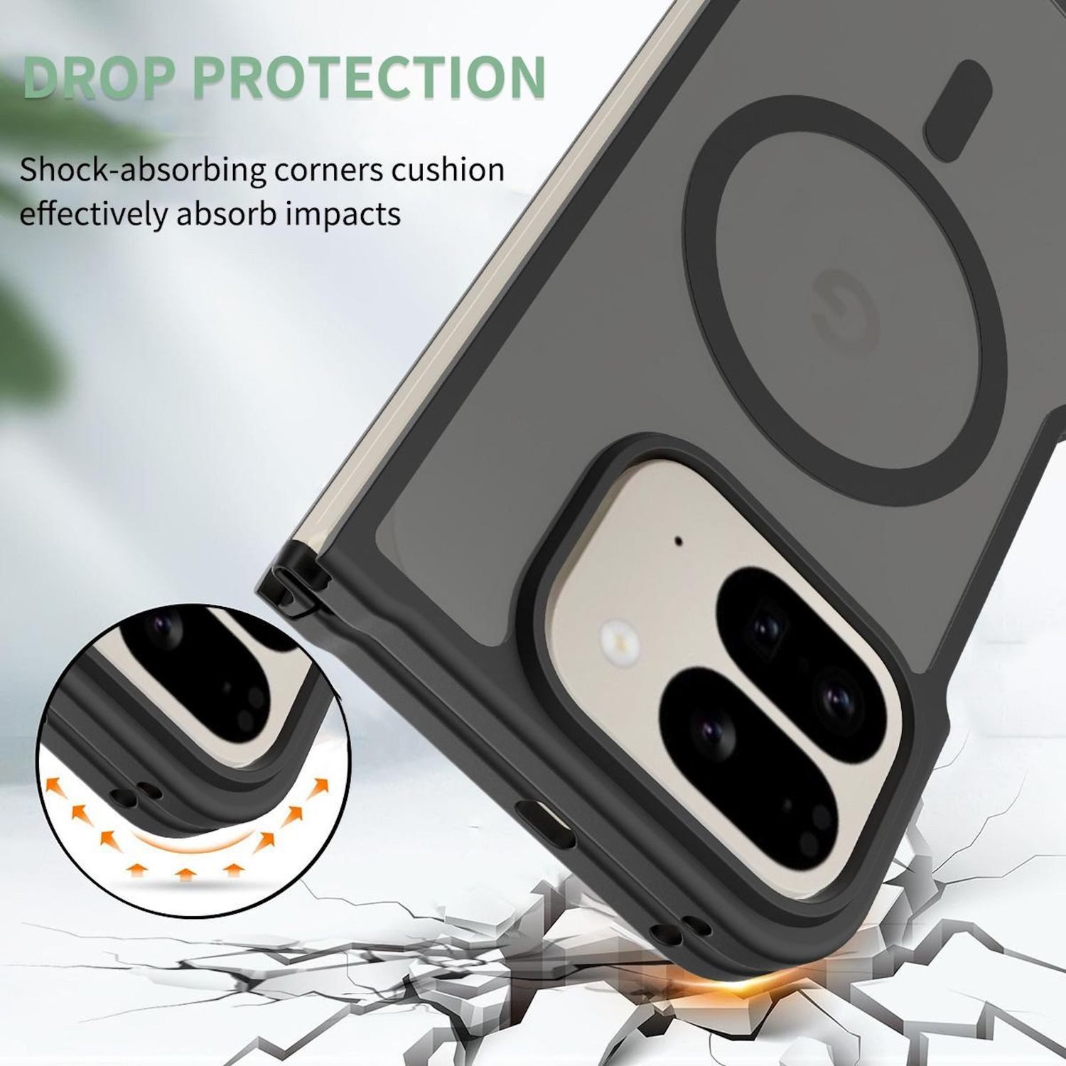 Wigento Handyhülle Für Google Pixel 10 Pro Fold Skin Feel MagSafe Hybrid Hülle Schwarz, Hybrid Schutzhülle mit MagSafe Unterstützung