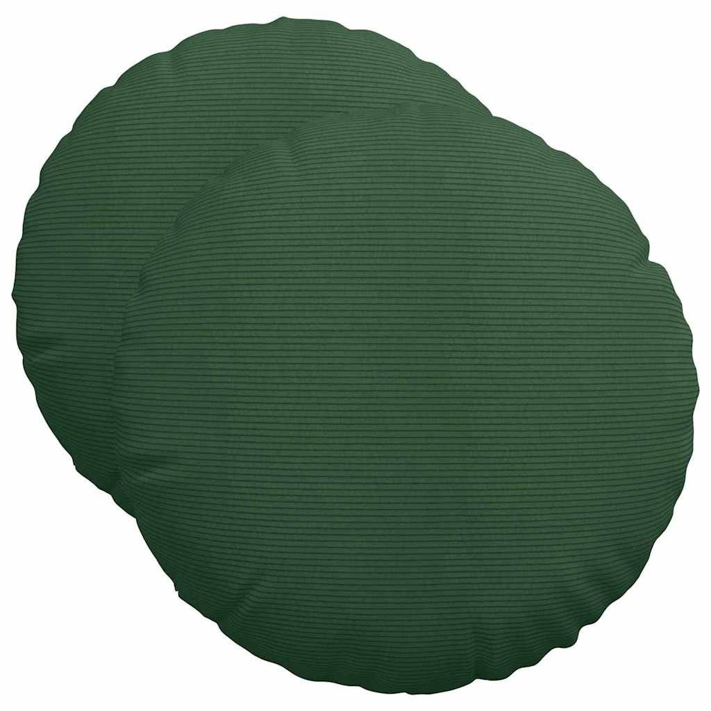 vidaXL Sitzauflage Sitzkissen 2 stk. Cordstoff Dunkelgrün Ø50 x 19 cm, (2 St)