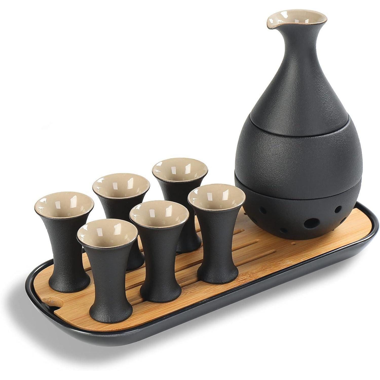 TEANAGOO Karaffe Japanisches Sake-Geschenkset Karaffe 170 ml & 6 Becher 25 ml mit