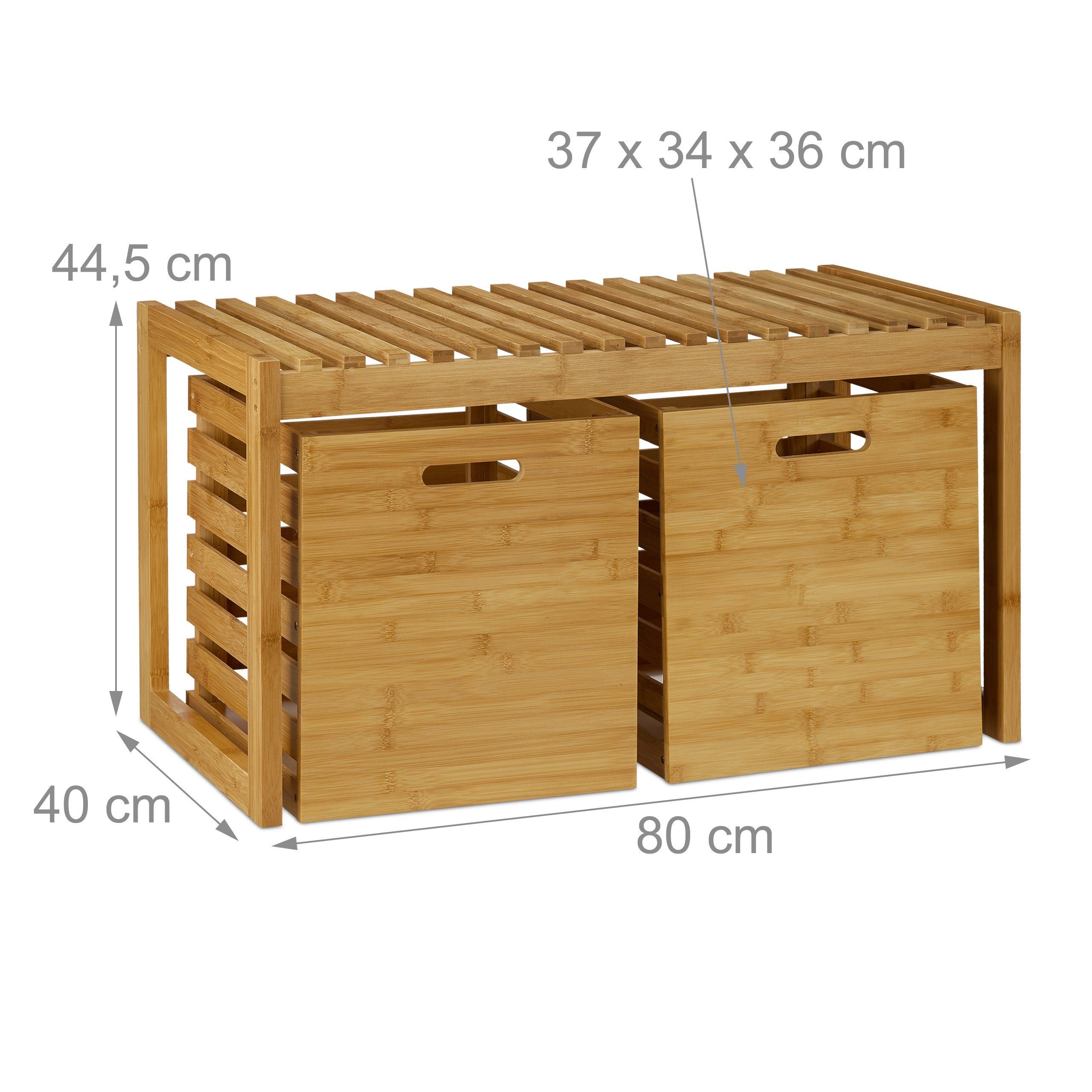 relaxdays Sitzbank mit Stauraum Bambus (3-St) – Bild 4 von 5