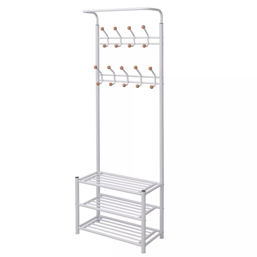 vidaXL Garderobe NA Garderobe mit Schuhablage 68x32x182,5 cm Weiß